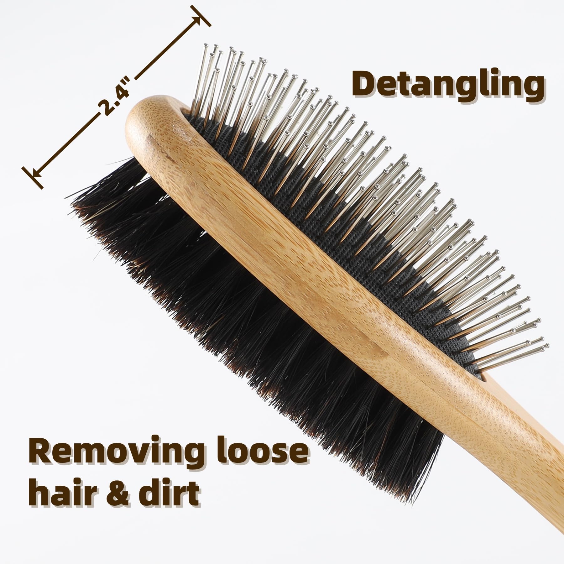 Vimfashi Double Sided Dog Brush Pin And Boar Bristle Pet Grooming Comb For Long Or Short Haired Dogs And Cats Removing Shedding