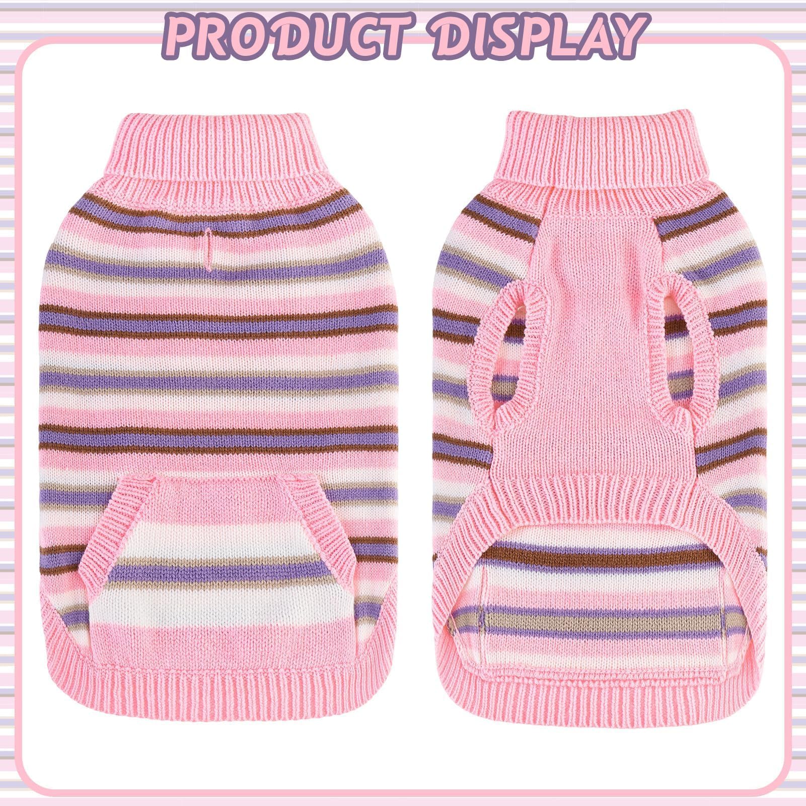 Bingpet Turtleneck Dog Sweater For Small Medium Large Dogs Boy Or Girl,Warm Knitted Pullover Pet Sweaters,Colorful Striped Puppy