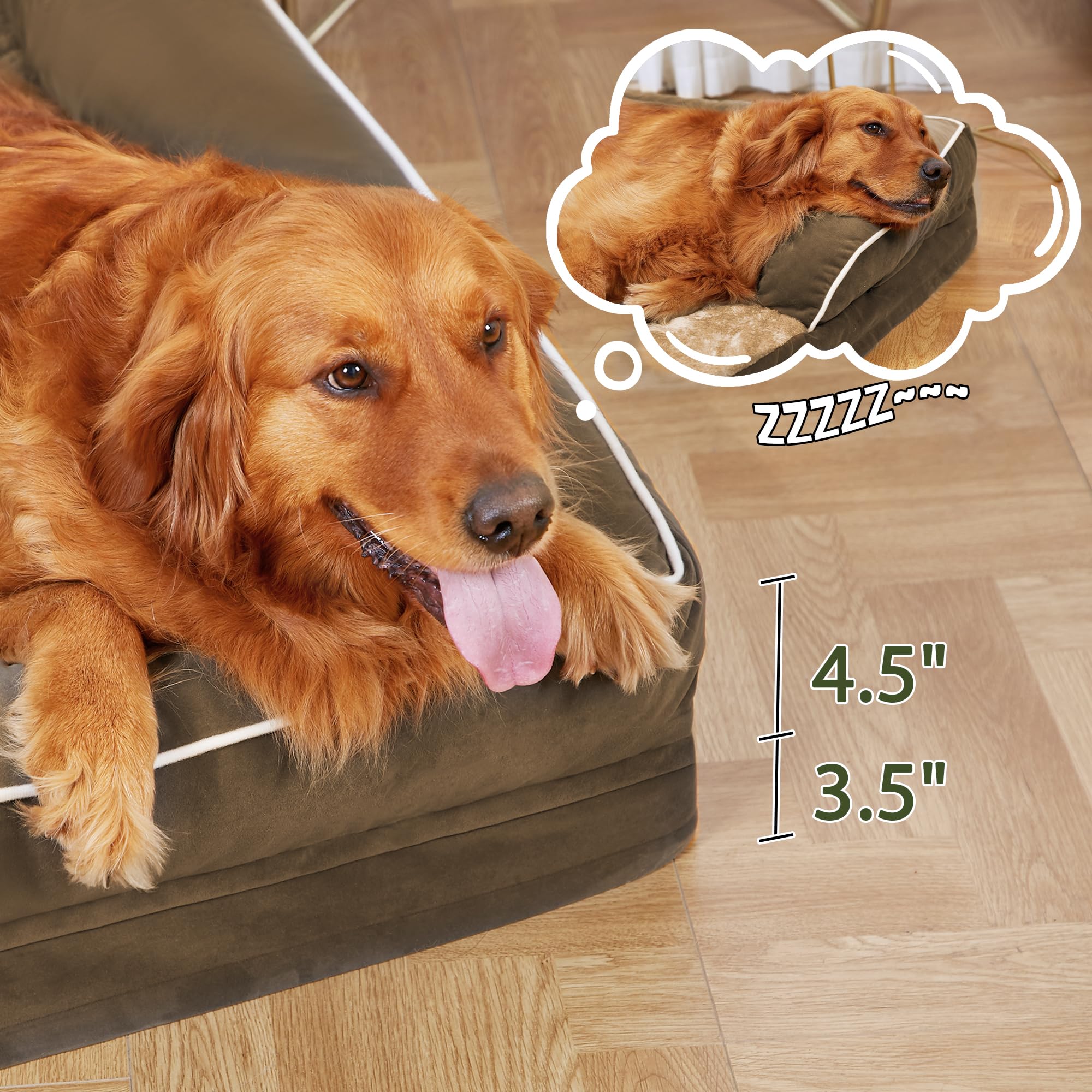 Casa Paw Orthopedic Dog Beds for Large Dogs, Waterproof Dog Beds Large, Memory Foam Dog Couch Bed, Comfy Bolster Pet Bed with Re