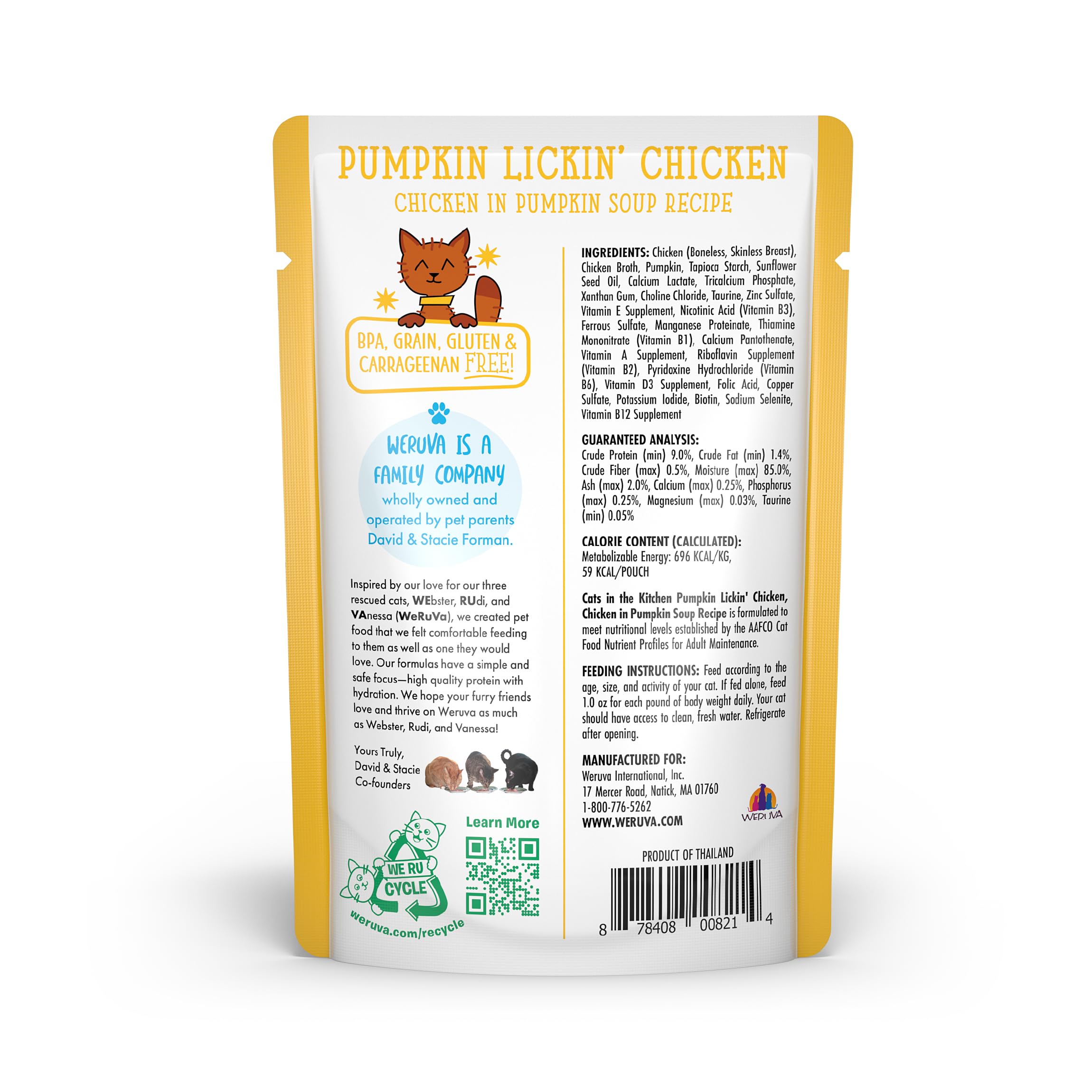 Weruva Cats in The Kitchen, Pumpkin Lickin Chicken with Chicken Breast in Pumpkin Soup Cat Food, 3oz Pouch (Pack of 12)
