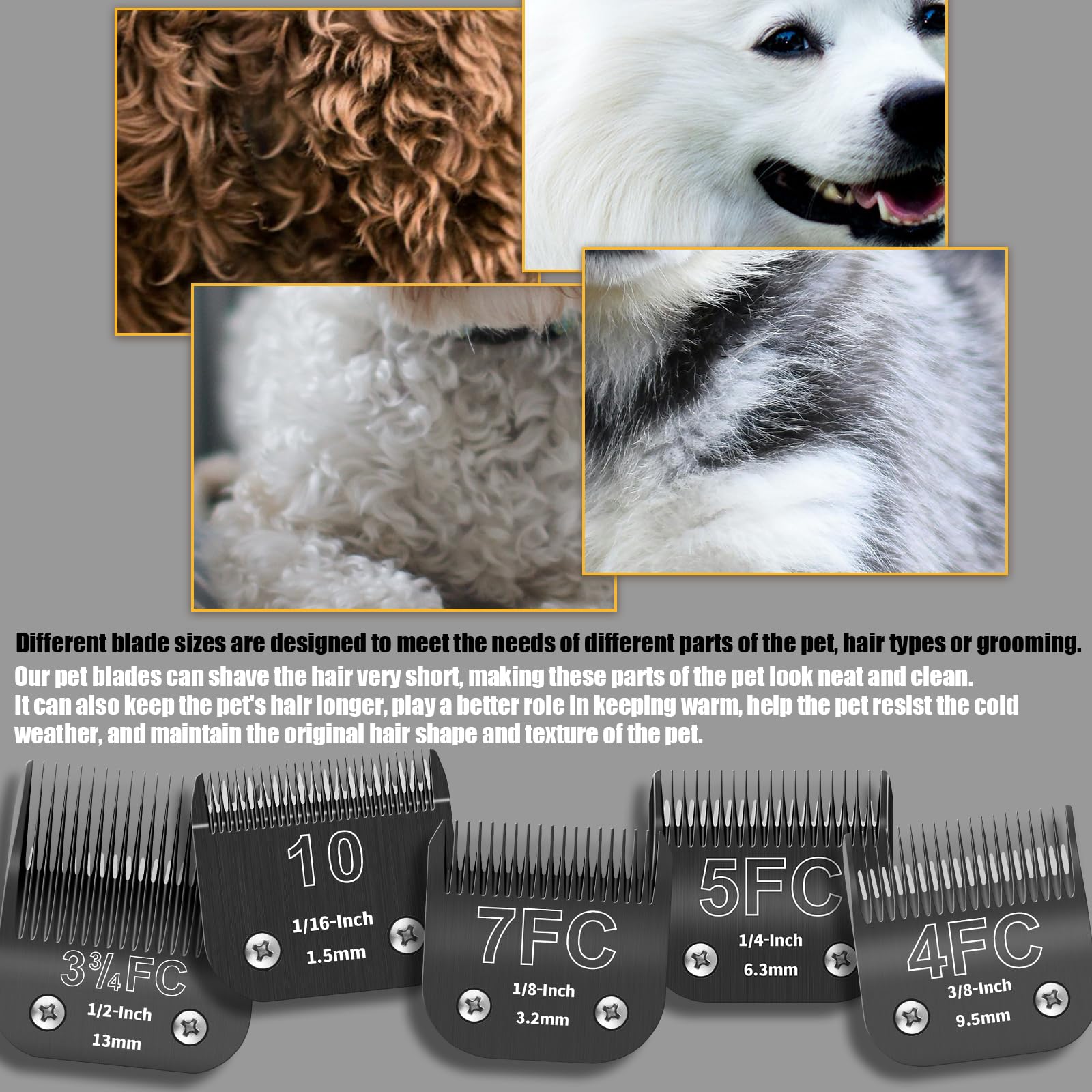 Yaziyir 5 Pack Detachable Dog Grooming Steel Blades With Blade Case Holder,Compatible With Andis,Oster A5,Wahl Km-10 Series,Cutt