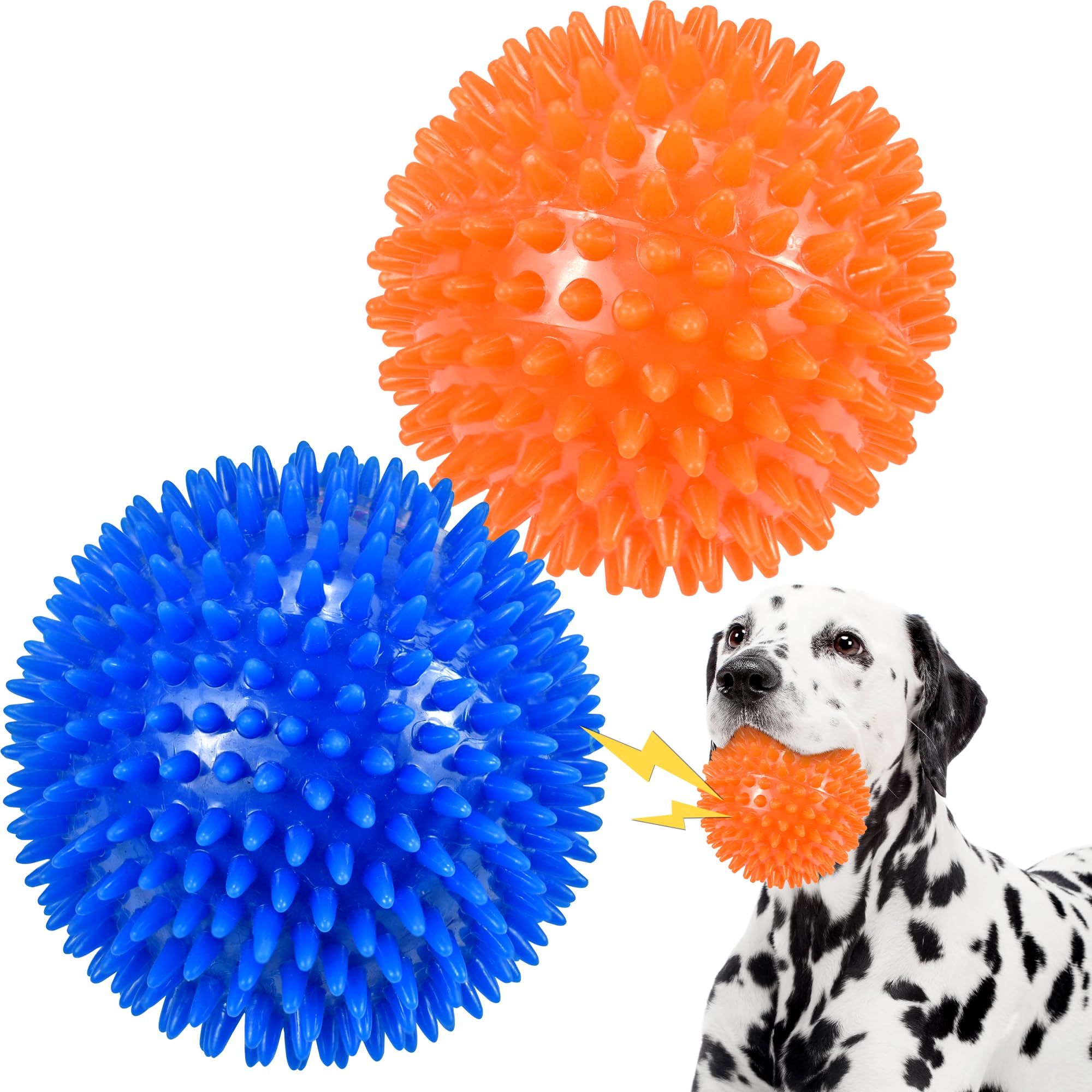 Ousiya Dog Balls 4.5 '' Squeaky Dog Balls for Large Dogs Spikey Dog Ball for Aggressive Chewers Heavy Duty Teething Medium Durab