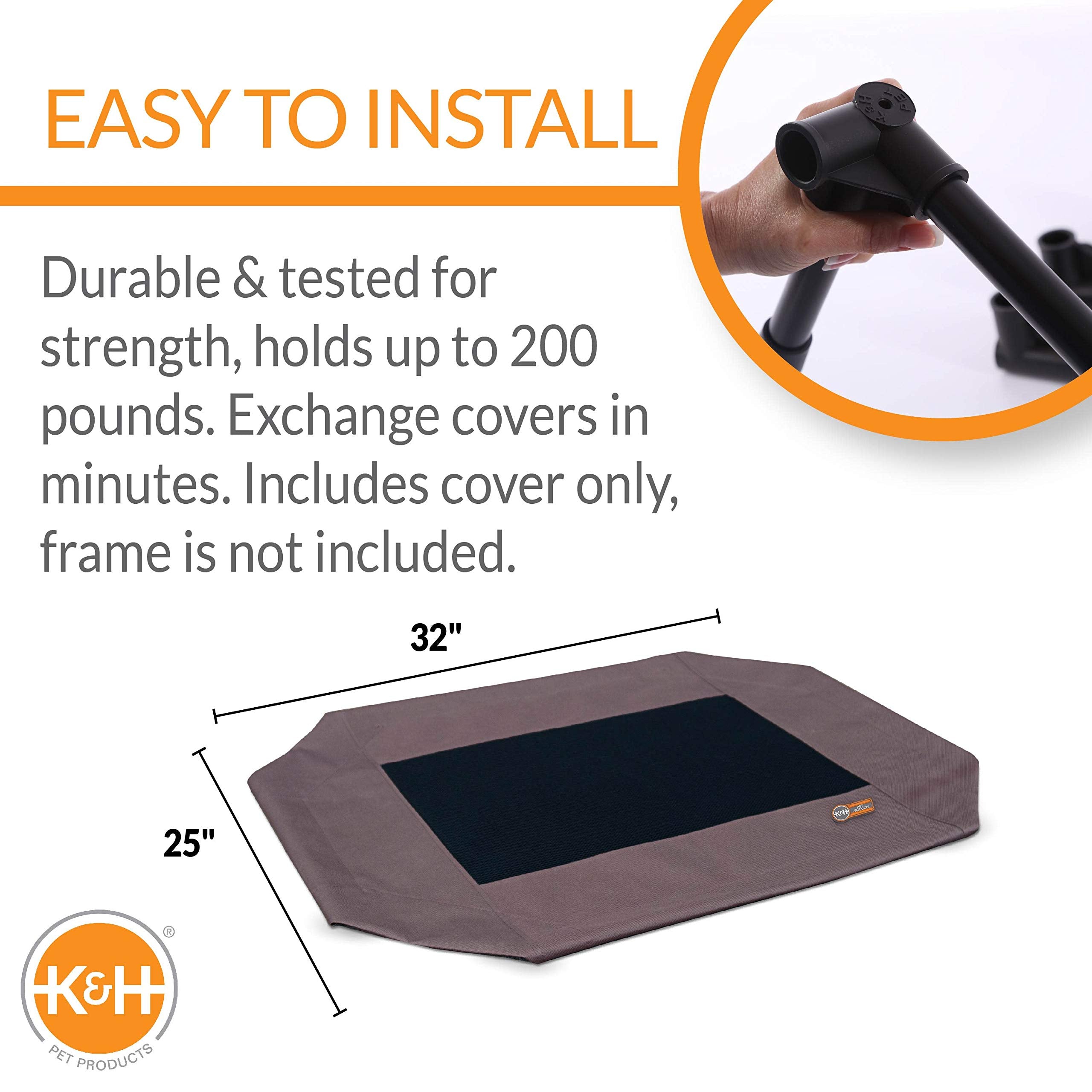 K&H Pet Products Dog Cot Replacement Cover, Designed to fit K&H Medium Pet Cots (Sold Separately), Indoor Outdoor, Breathable Co