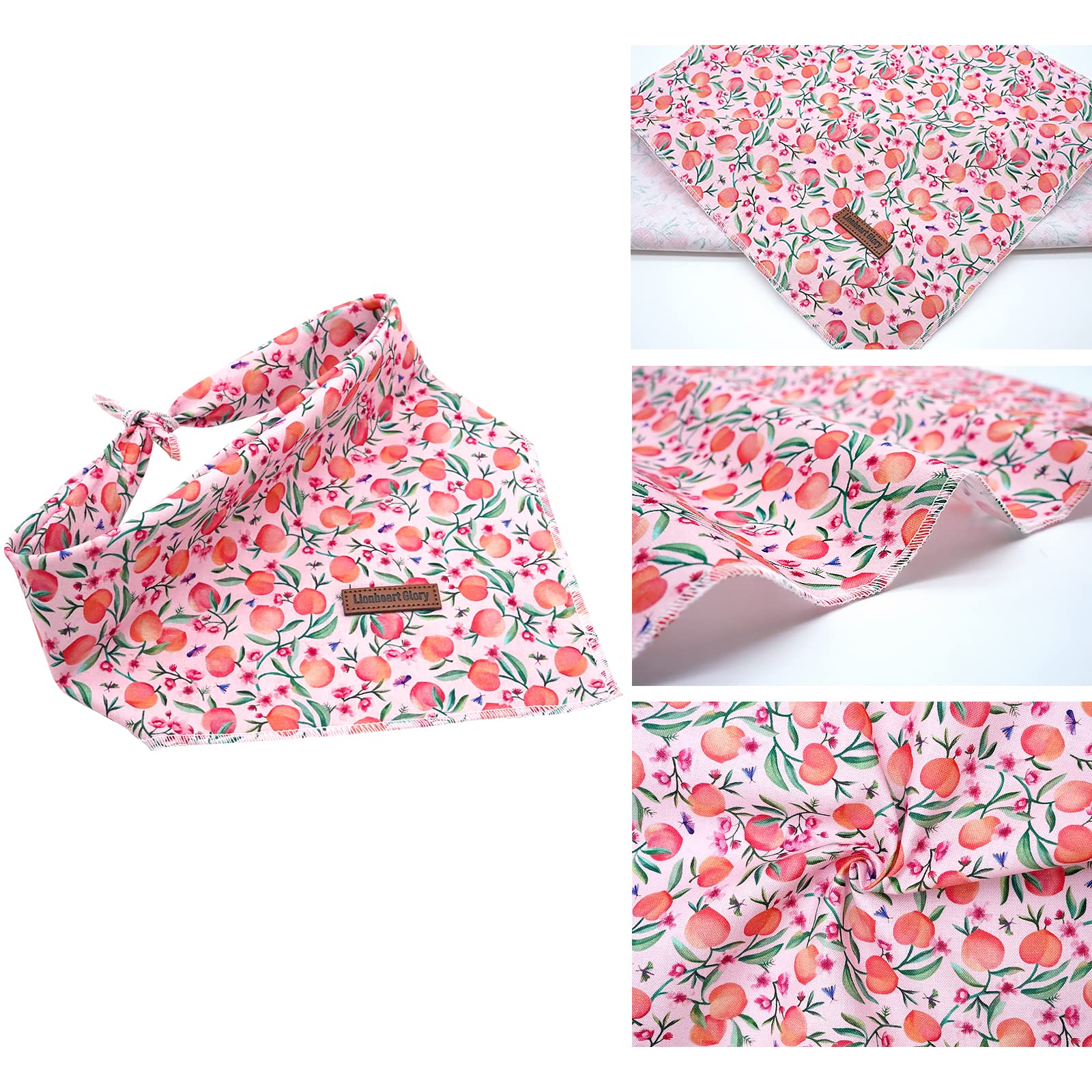 Lionheart Pink Dog Bandana, Washable Soft Scarf, Square Adjustable Bandana For Small Dogs And Cats