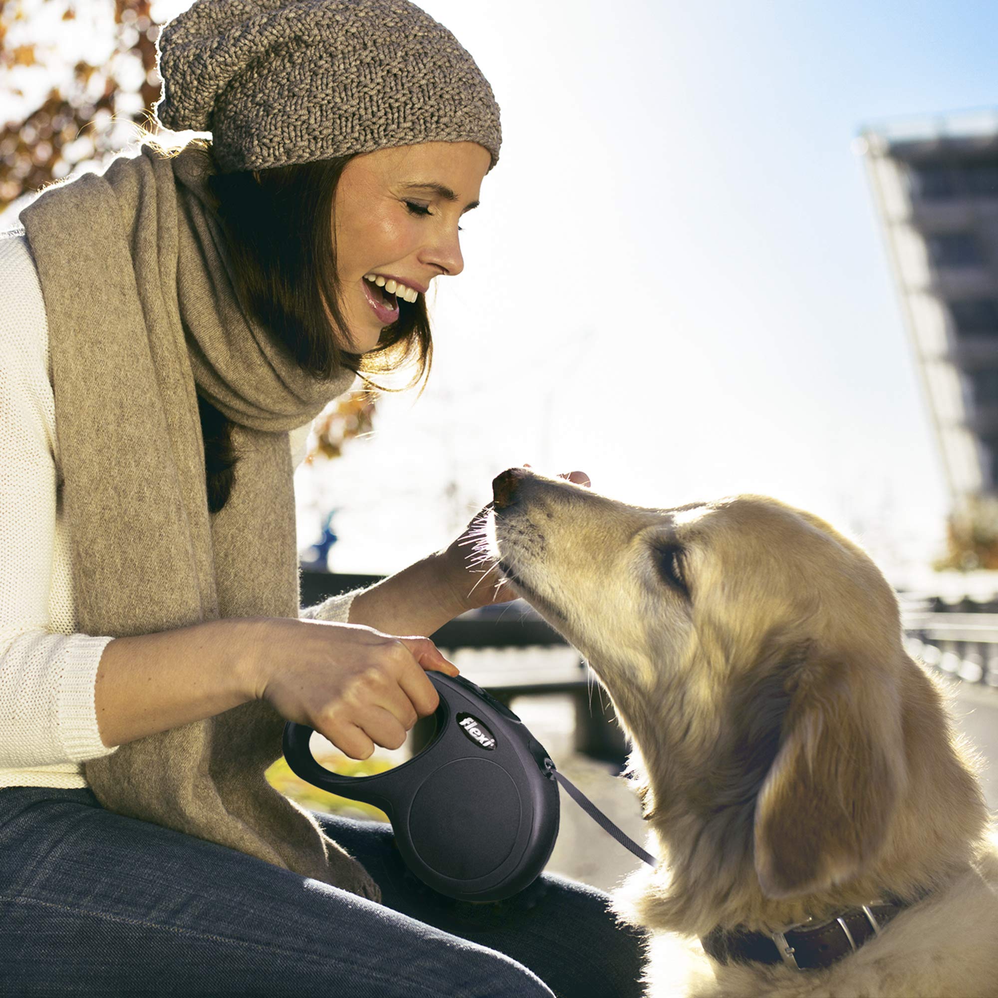 Flexi New Classic Cord Black Retractable Dog Cat Lead Extra Small 8Kg - 3M