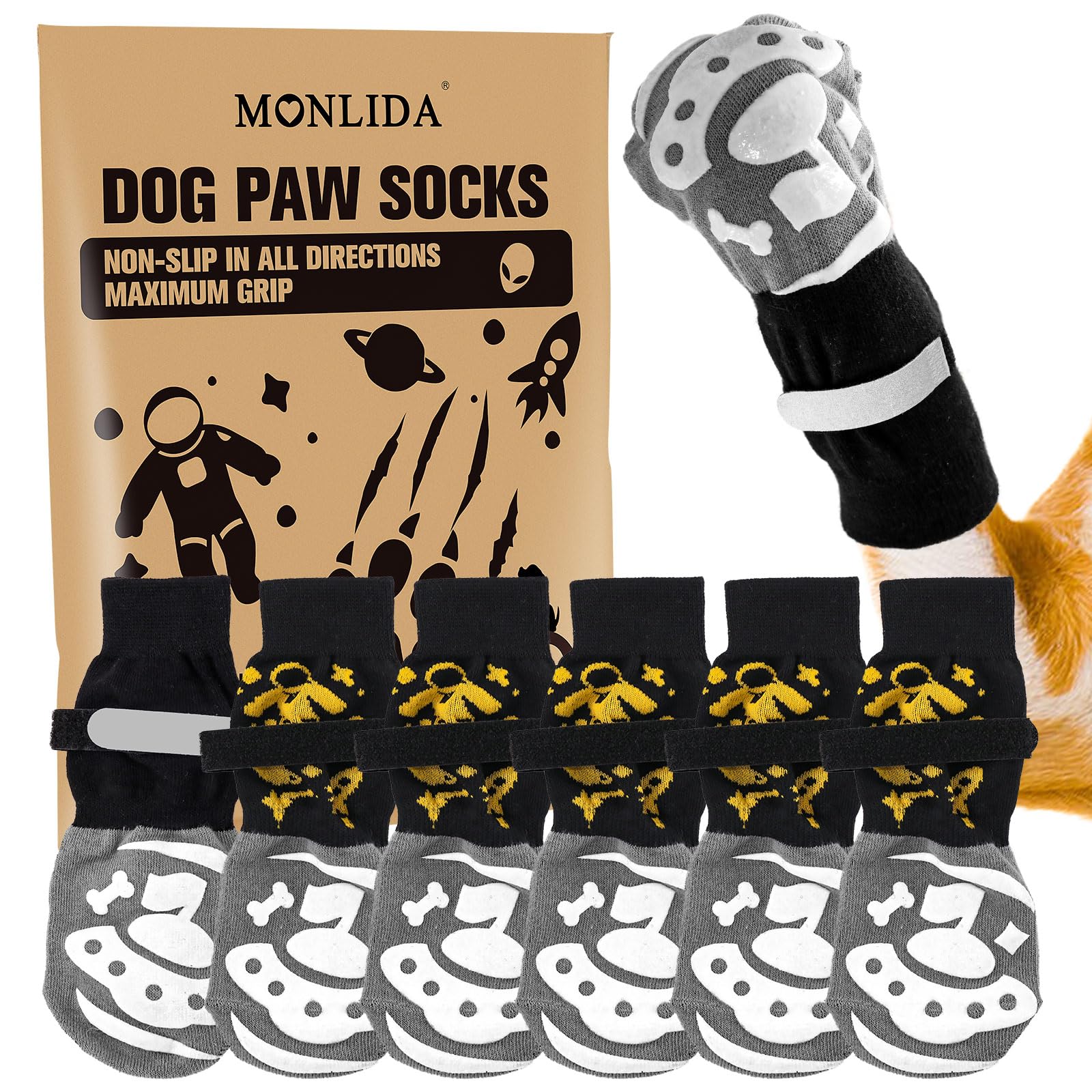 6 Pcs Anti Slip Dog Socks To Prevent Licking Paws,Dog Paw Protector With Double Sides Grips,Traction Control On Hardwood Floor F