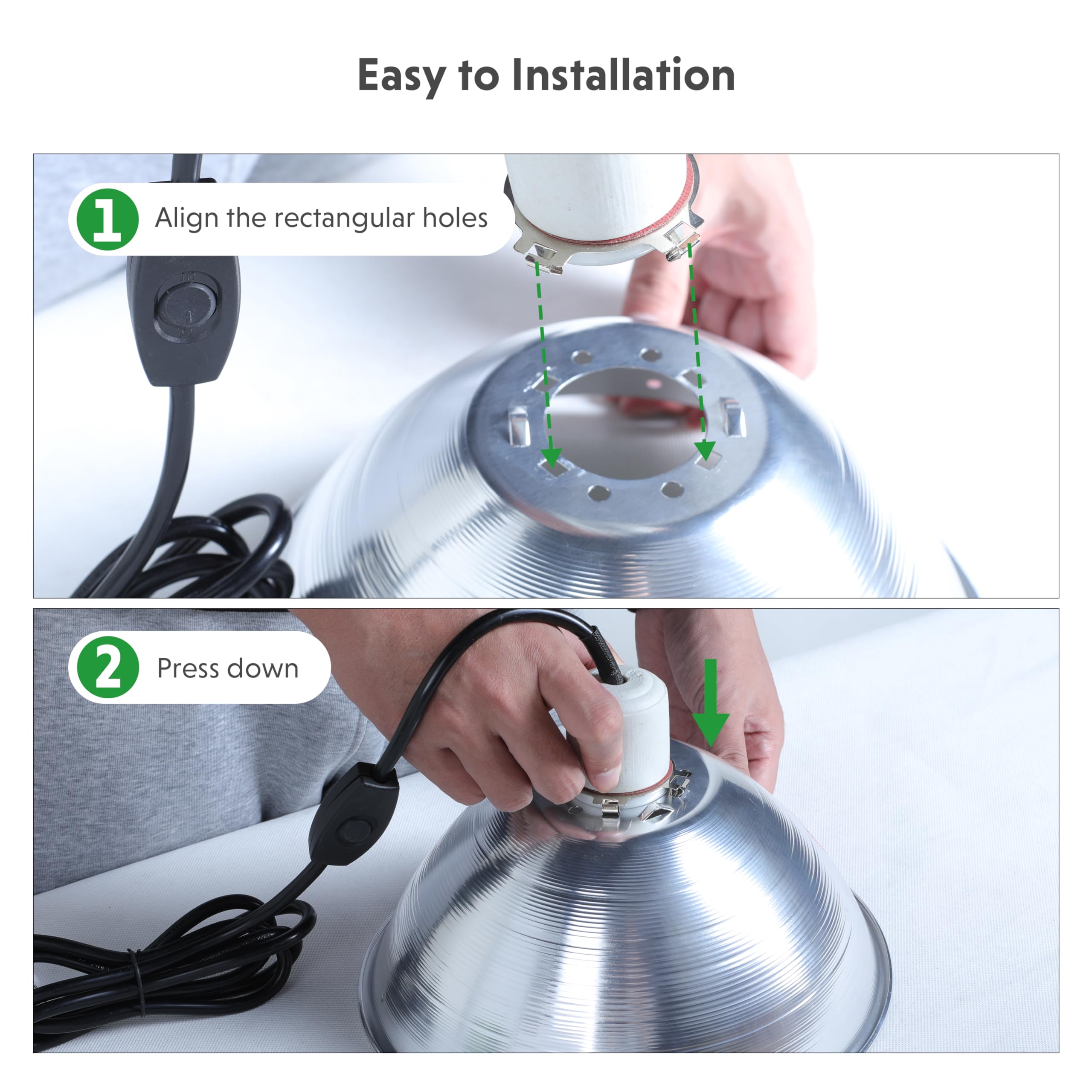 Simple Deluxe Clamp Lamp Light With 10.5 Inch Adjustable Aluminum Reflector And 6 Feet Cord, Up To 250W E26 Socket (No Bulb Incl
