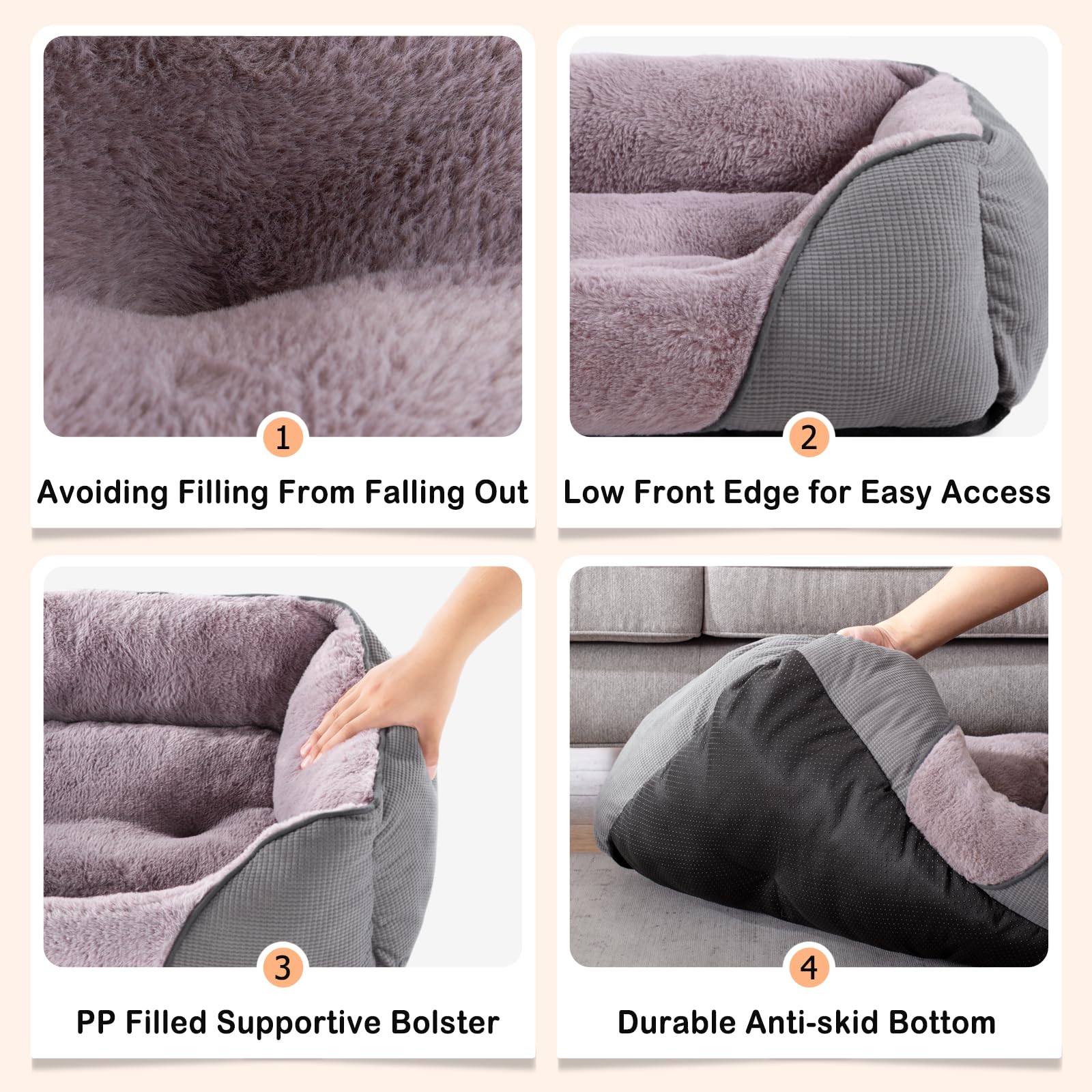 Mixjoy Dog Beds For Large Dogs, Big Pet Bed Large Size Dog Washable, Orthopedic Calming Soft Pet Beds Cuddler, Rectangle Sleepin