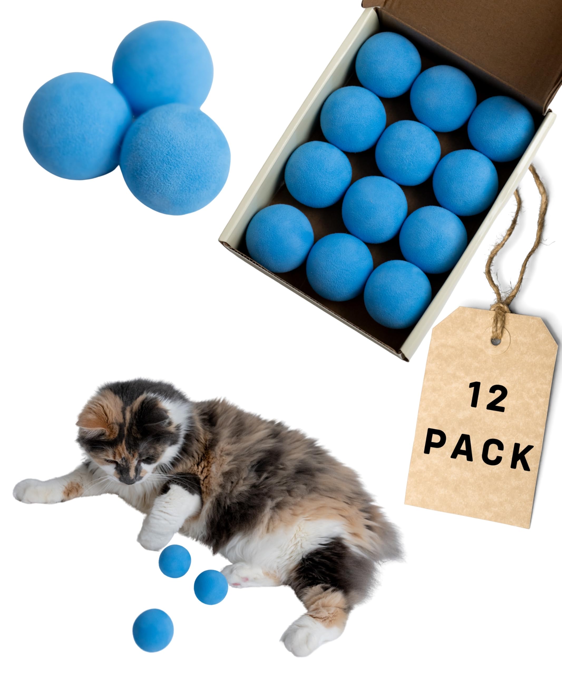 Rawry Foam Ball Cat Toy Set - 12 Foam Balls for Indoor Cats & Kittens | Soft, Durable, Bouncy Balls for Playtime & Exercise | Li