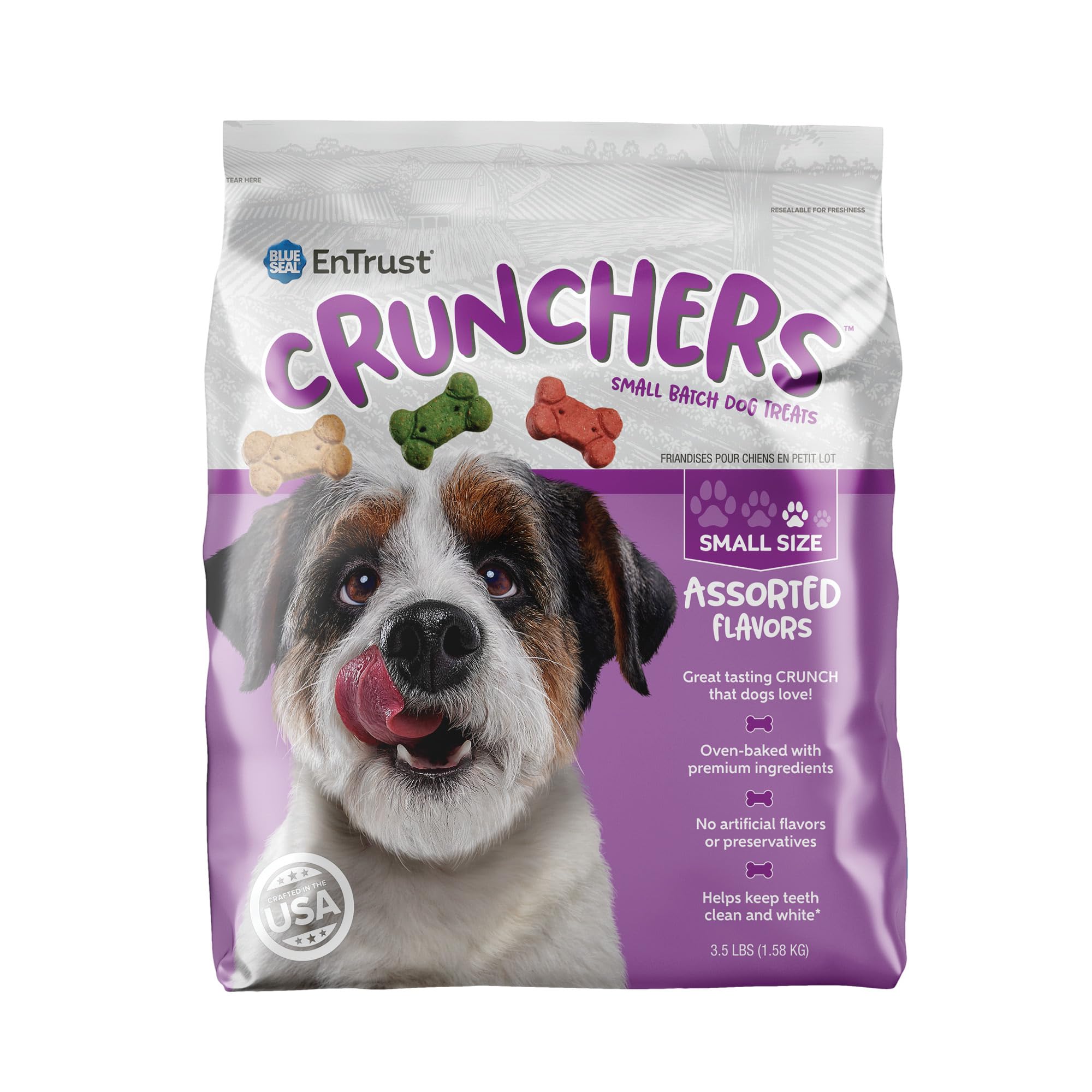 Blue Seal Kent Entrust Crunchers - Small Dog Treats, Assorted Flavors - Crunchy Oven Baked Biscuits with Premium Ingredients, He