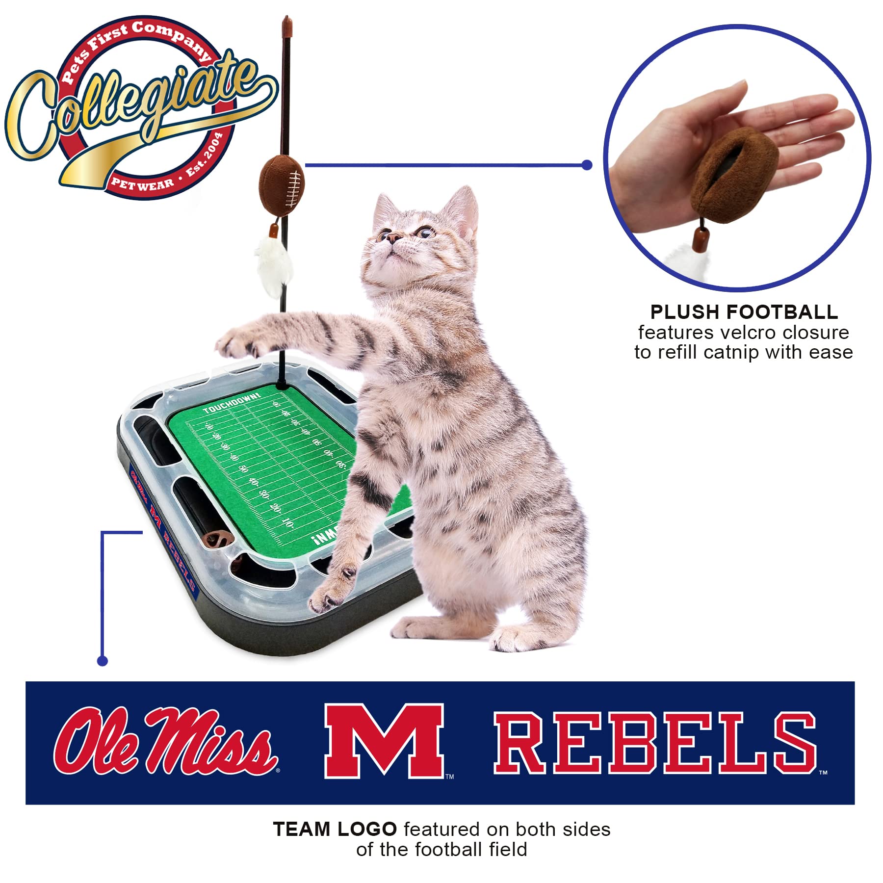 Cat Scratching Toy Ncaa Louisville Cardinals Football Field Cat Scratcher Toy + Interactive Cat Ball Bell In Tracks. 5-In-1 Cat