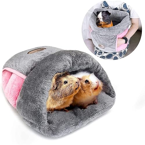 Yuepet Guinea Pig Bed Cuddle Cave Warm Fleece Cozy House Bedding Sleeping Cushion Cage Nest For Small Animal Squirrel Chinchilla Rabbit Hedgehog Cage Accessories (Grey)