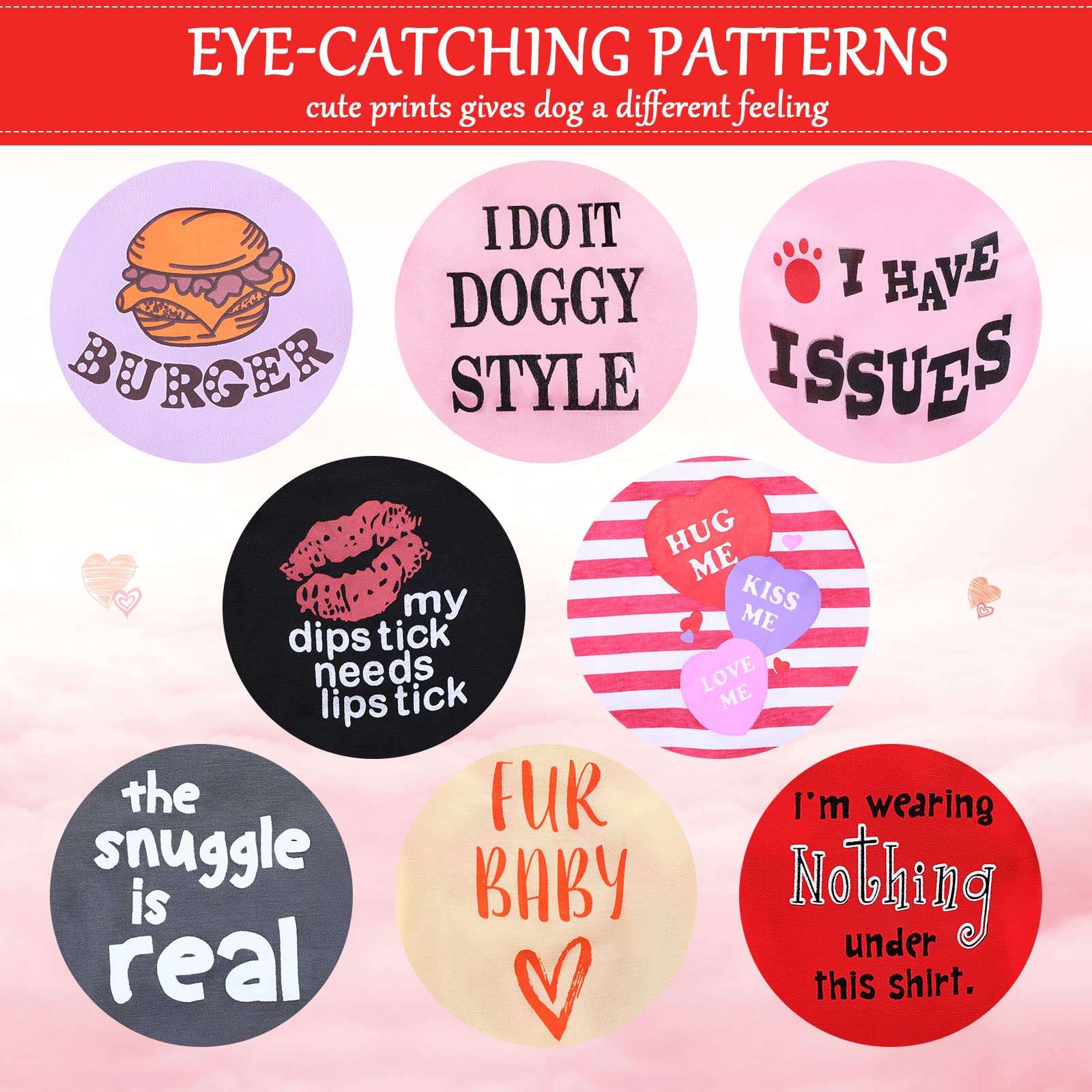 8 Pieces Pet Shirts Printed Puppy Shirts Soft Dog Shirt Pullover Dog T Shirts Cute Dog Sweatshirts Valentine'S Day Puppy Girl Clothes Dog Outfits Small Dog For Pet Dogs Cats (Classic Pattern,Size S)