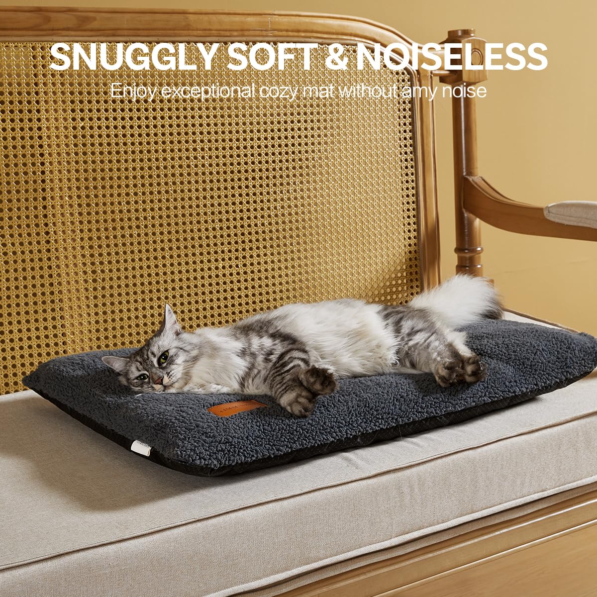 TIMSUNBER Ultra Soft Cat Bed Mat 24 x 18 Inch Cozy Pet Cushion with Non-Slip Bottom Washable Self-Warming Sleep Dog Pad for Crat
