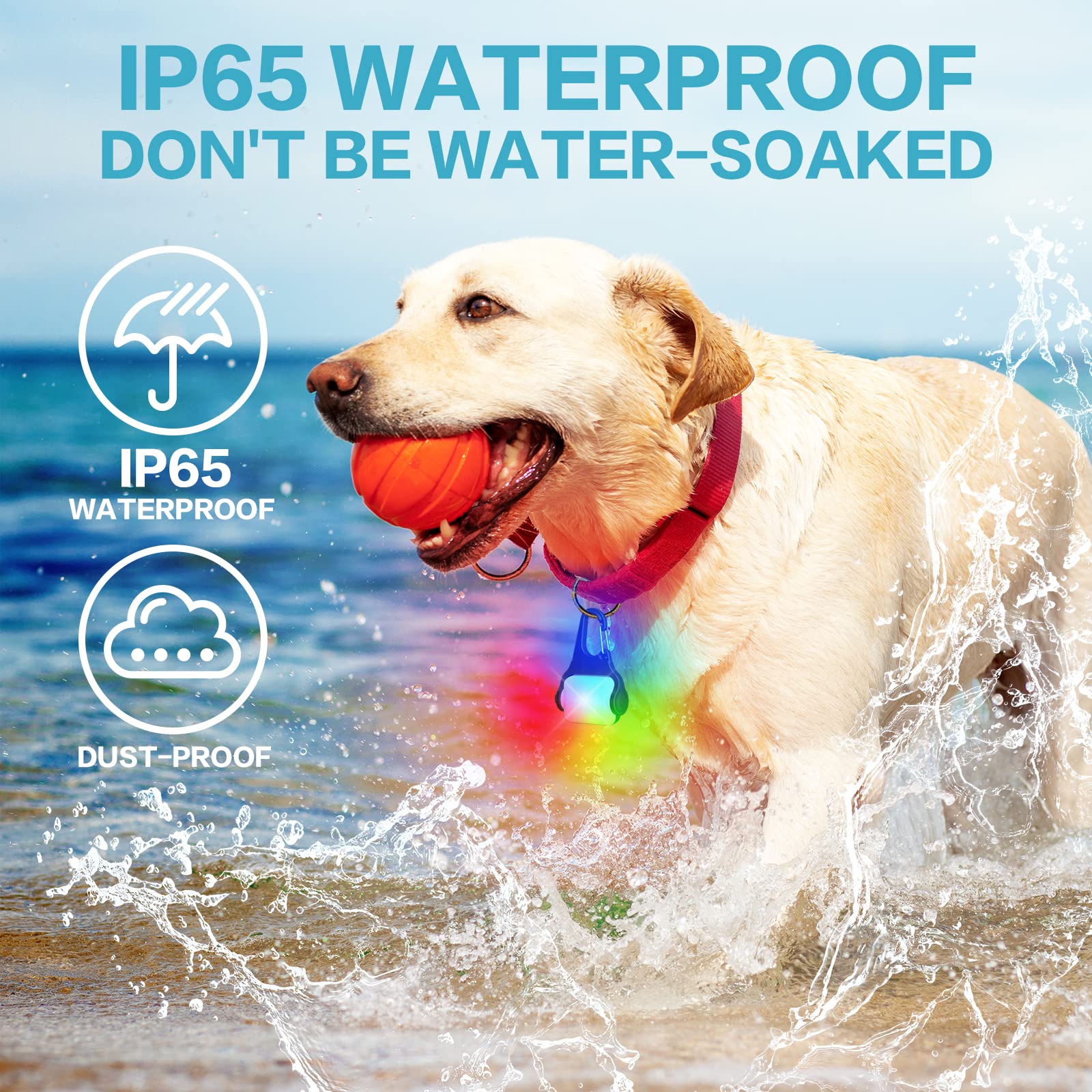 Dog Lights For Night Walking - Color Changing Dog Collar Light, 4 Modes Rechargeable Dog Light, Ip65 Waterproof Dog Walking Ligh