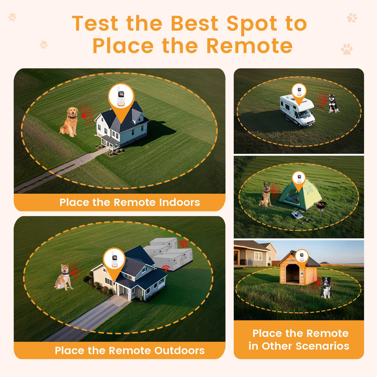 Fulupet Wireless Dog Fence System For 1 Dog,6 Acre High-Precision Radar Electric Fence,Real-Time Distance Monitoring,Waterproof