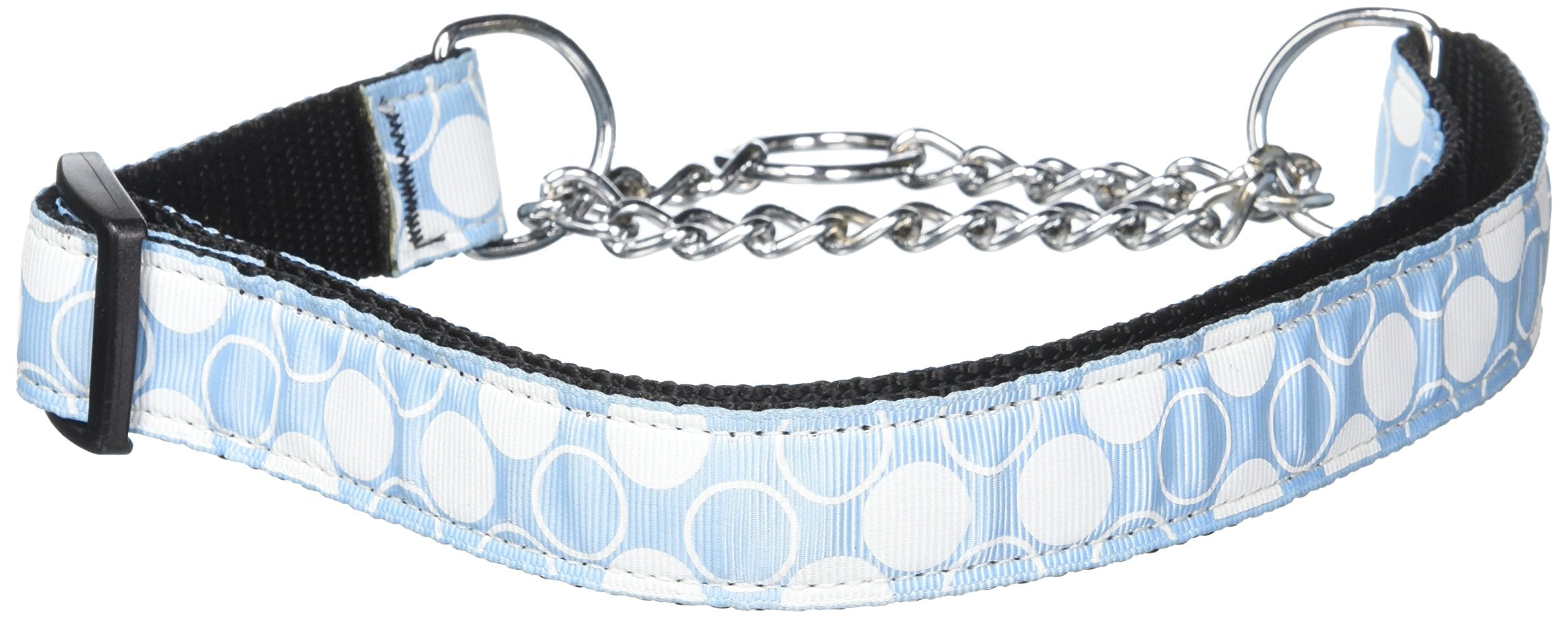 Mirage Pet Products Martingale Diagonal Dots Nylon Collar, Large, Baby Blue