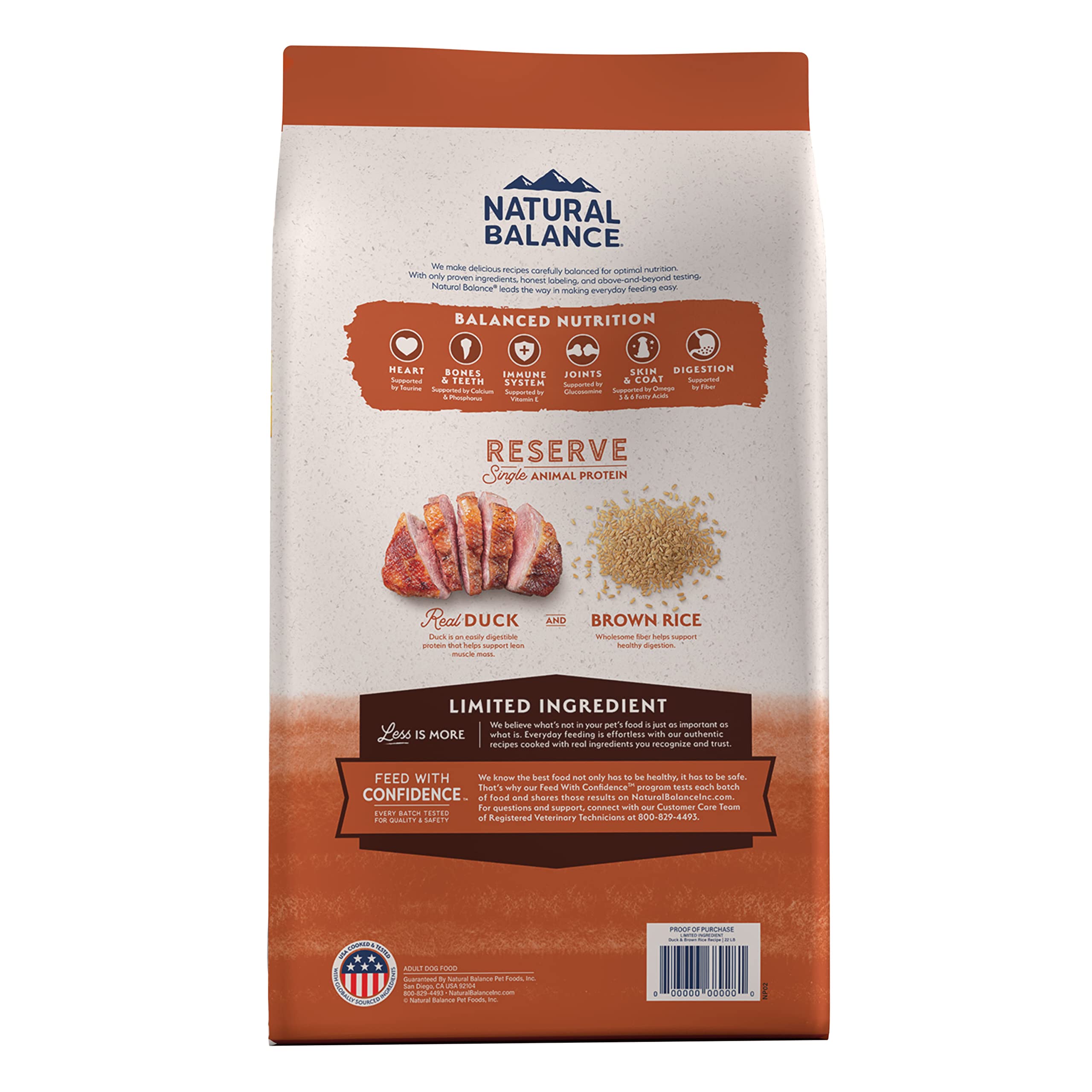 Natural Balance Limited Ingredient Adult Dry Dog Food with Healthy Grains, Reserve Duck & Brown Rice Recipe, 22 Pound (Pack of 1