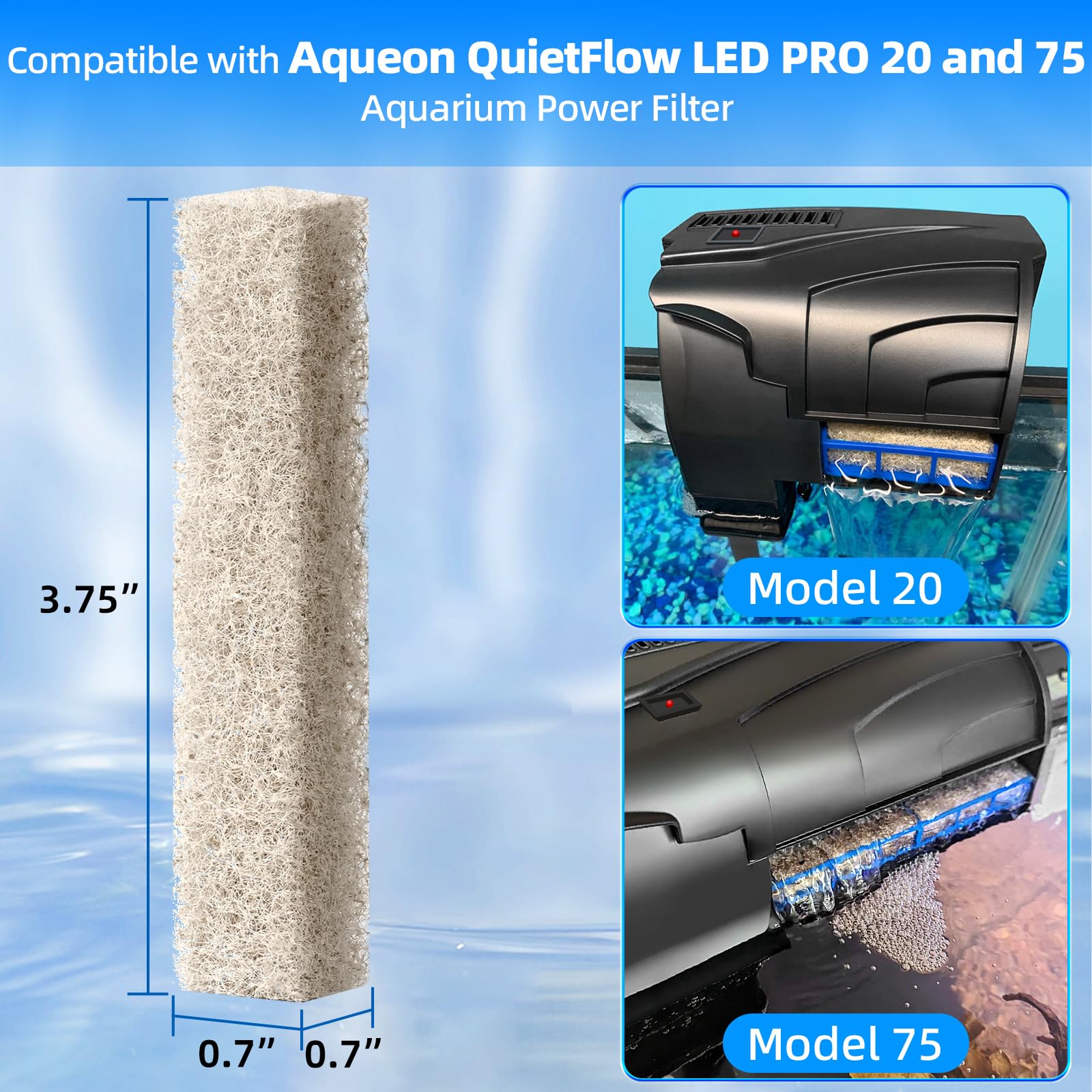 AQUANEAT 12-Pack Ammonia Reducer Pads for Aqueon QuietFlow 20 & 75 Filters - Gray, Model AFP-025