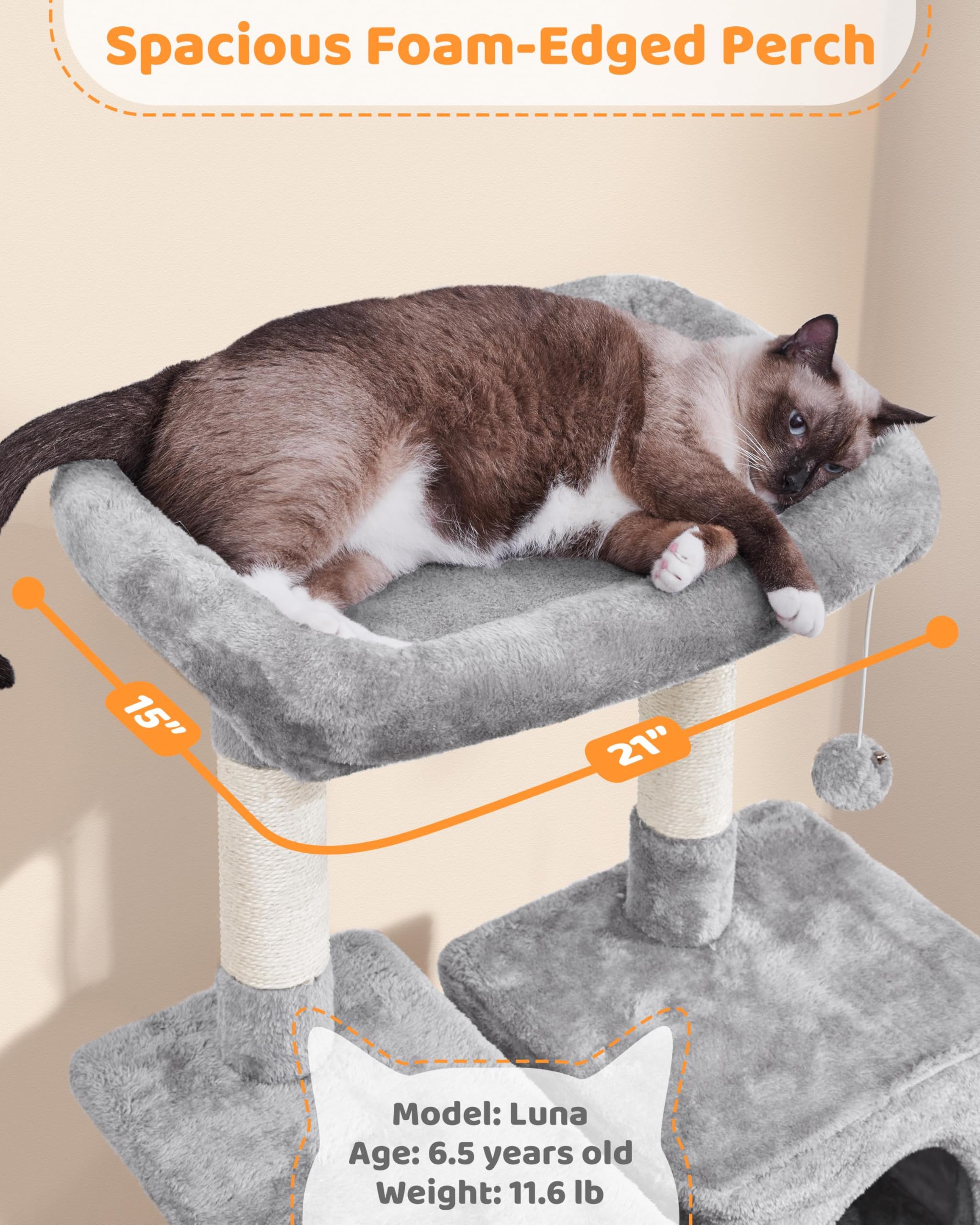 Yaheetech Cat Tree, Multi-Level Tower for Indoor Cats, 63in, Condo Furniture With Scratching Posts, Large Top Perch, Hammock, Ta