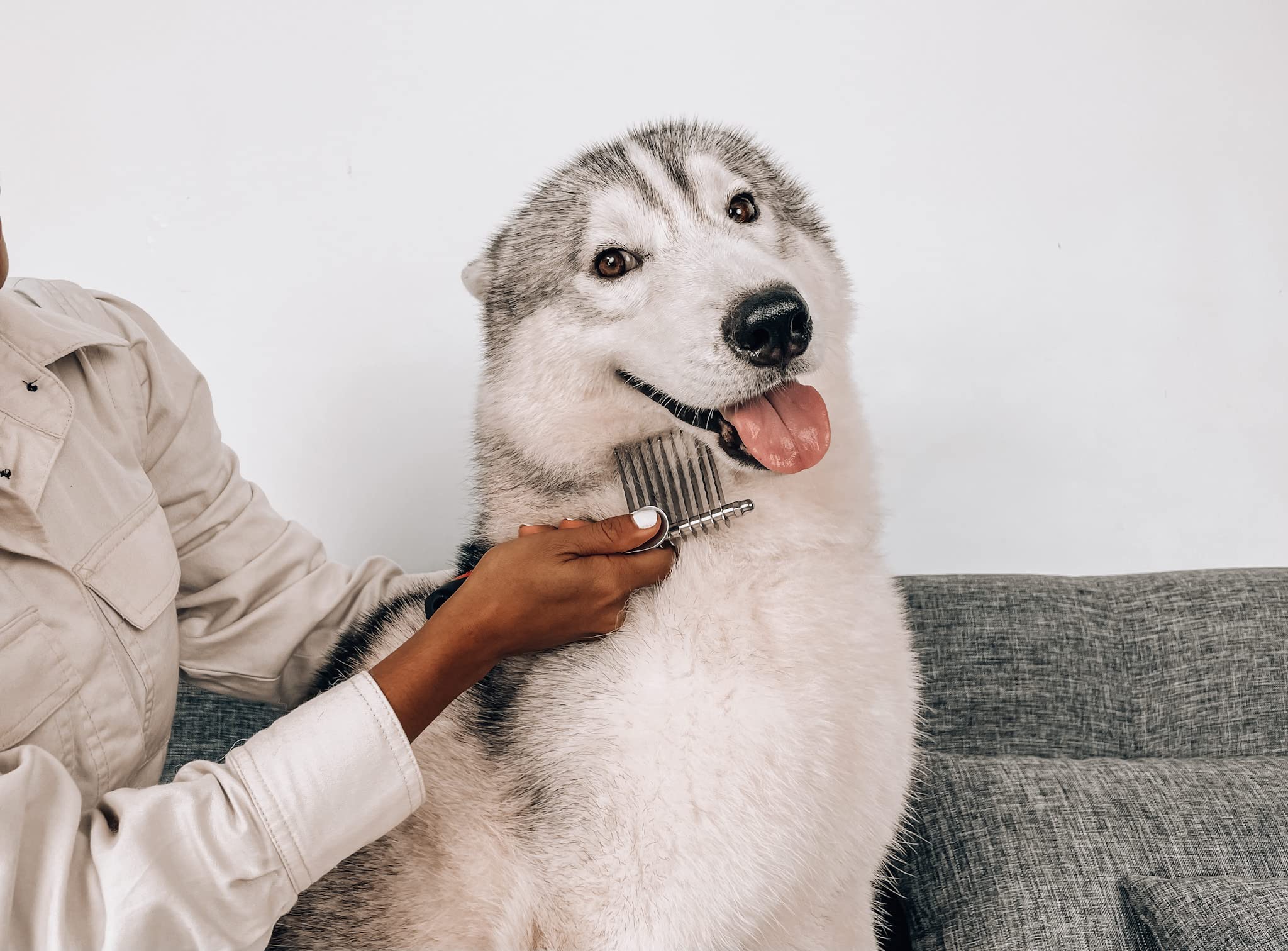 Dematting Comb For Dogs & Cats – Detangling Brush Tool For Dogs Easily & Safely Remove Dead, Matted Or Knotted Hair | Ergonomic, No-Slip Safety Handle Provides Precision Control