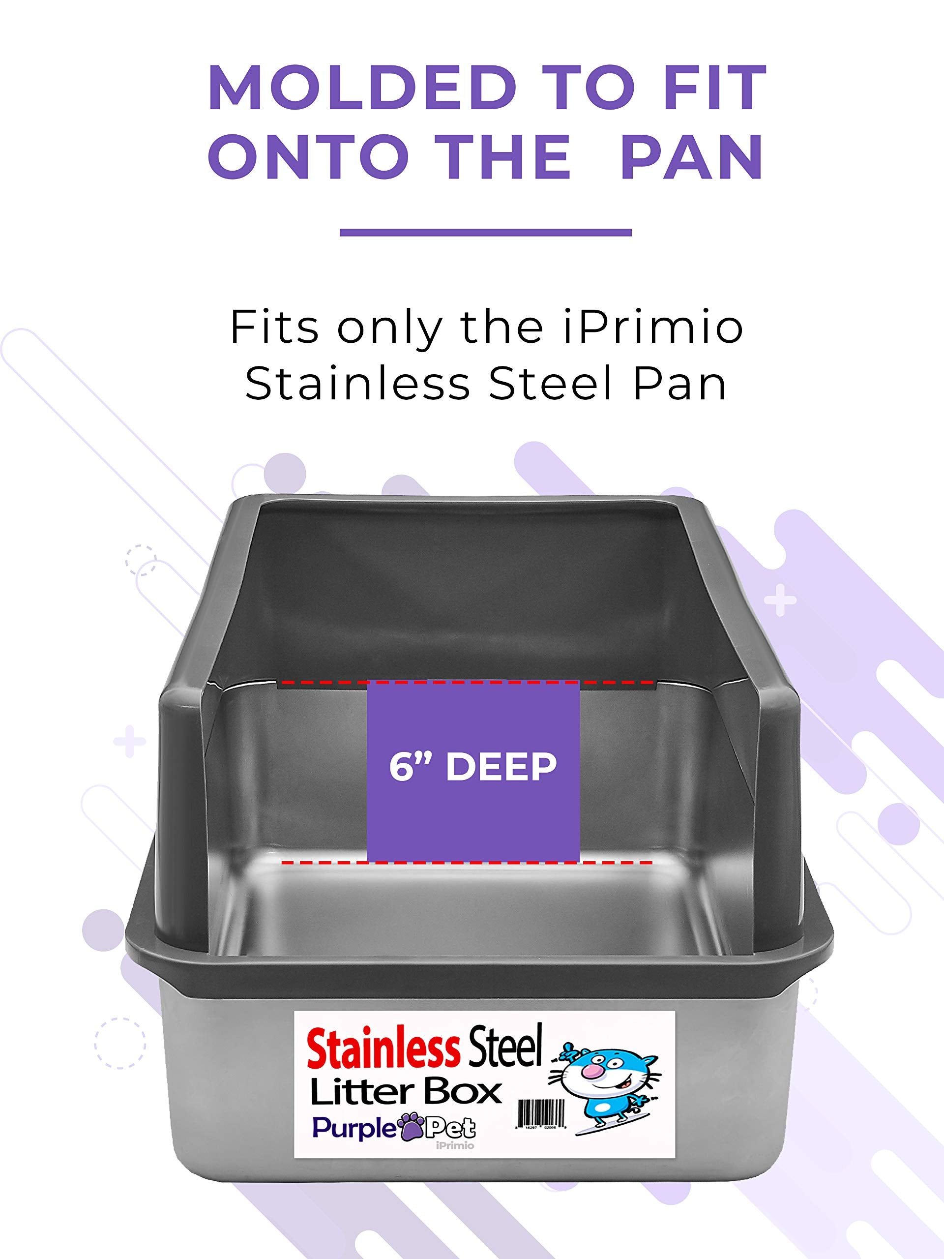 iPrimio XL Stainless Steel Litter Box with Enclosure - High-Sided, Easy Cleaning Litter Box for Big Cats, 1 Pan