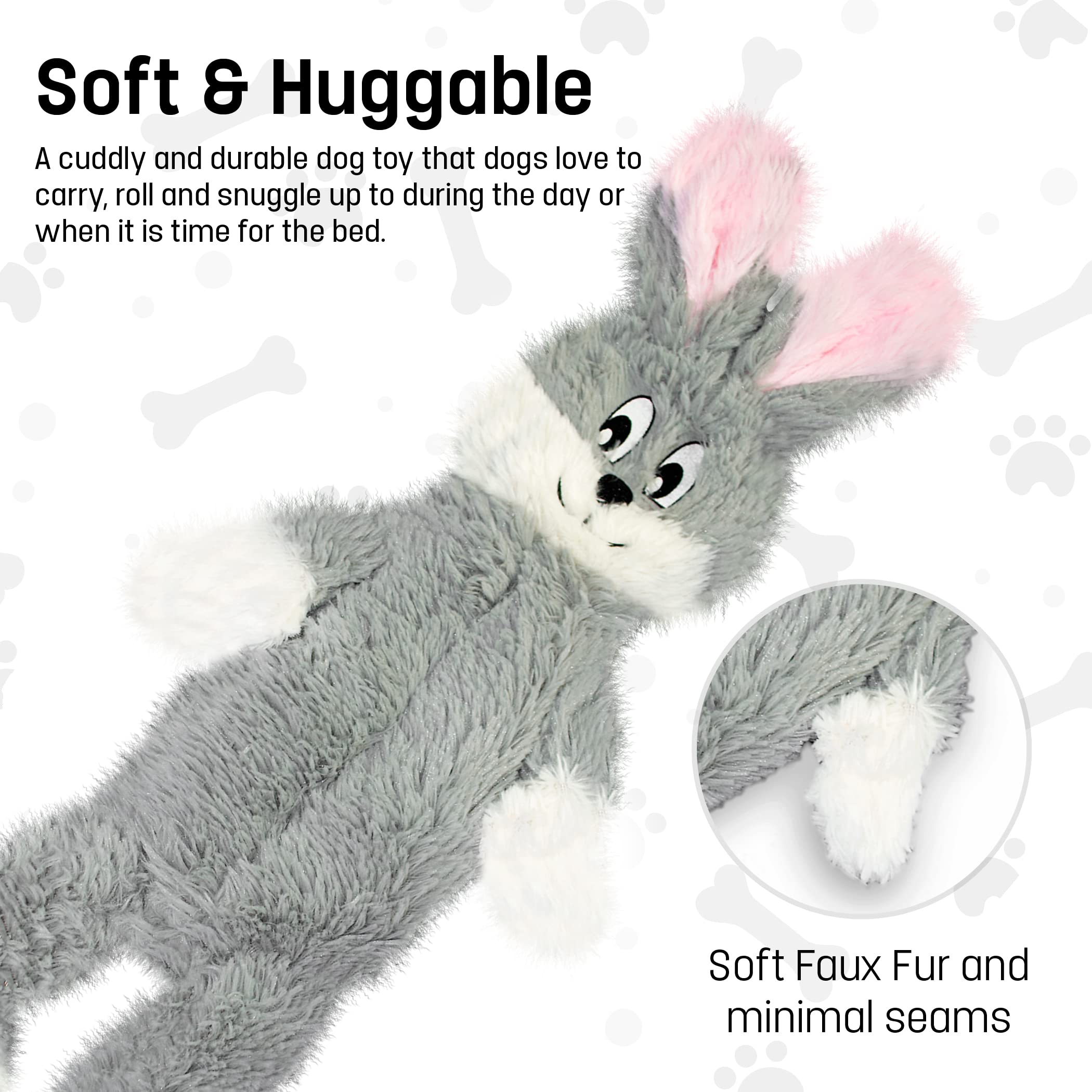 Fga Marketplace Monkey-Grey Rabbit Flat No Stuffing No Squeak Plush Dog Toy, Funny Style Will Entertain Your Pet For Hours, Reco