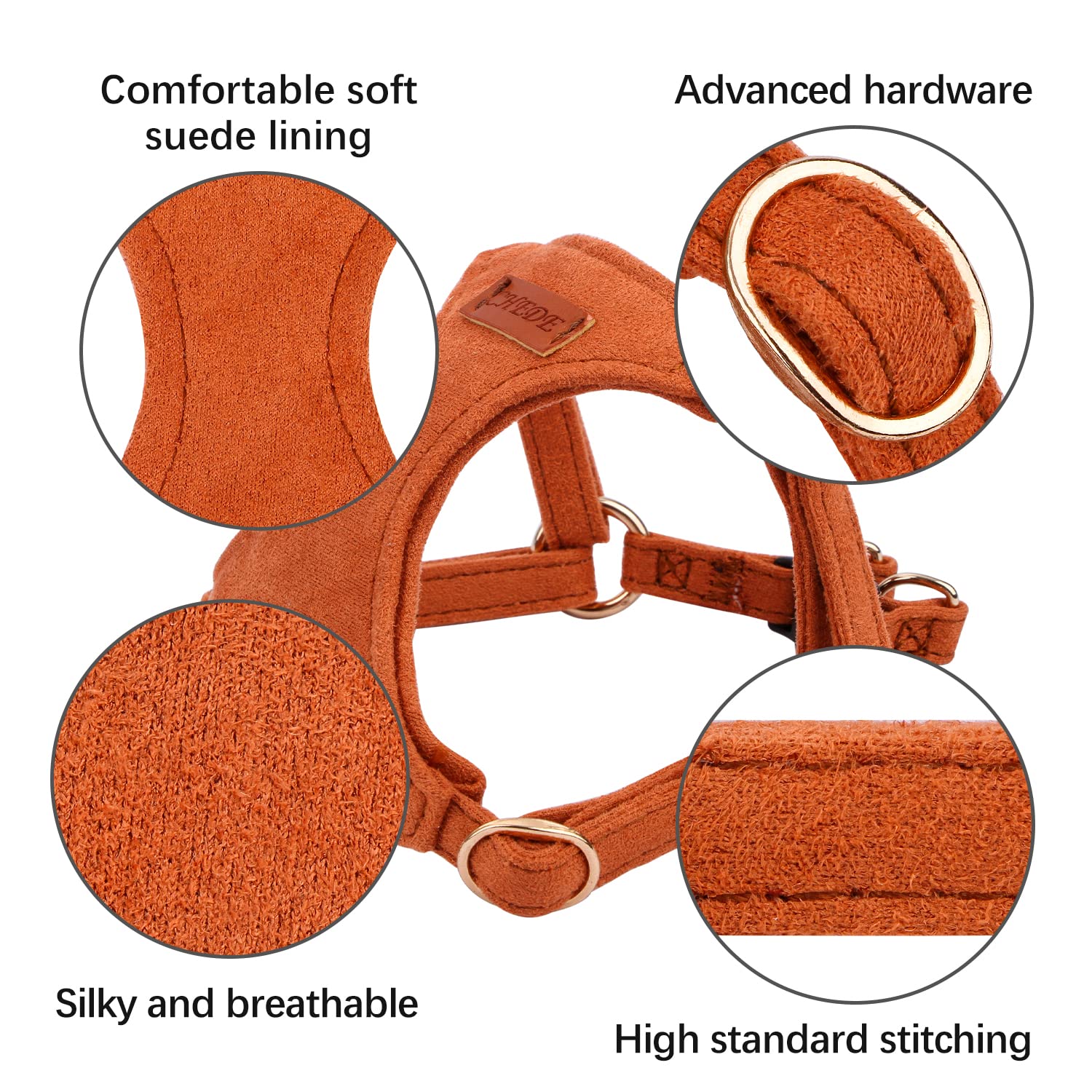 Chede No Pull Puppy Harness And Multifunction Dog Leash Set- 8 Colors Soft Adjustable No Choke Escape Proof Cute,Lightweight Pet Vest Harness For Small And Medium Dog (S, Khaki)