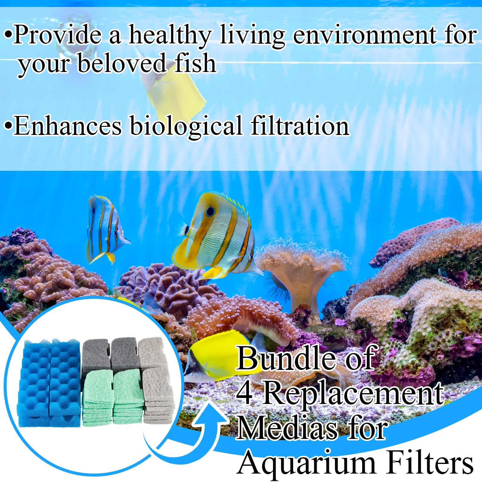 Threlaco 40 Pcs Replacement Filter Media Kit Compatible With Fluval 406/407 Aquarium Filters Including 4 Biological Foams, 12 Am