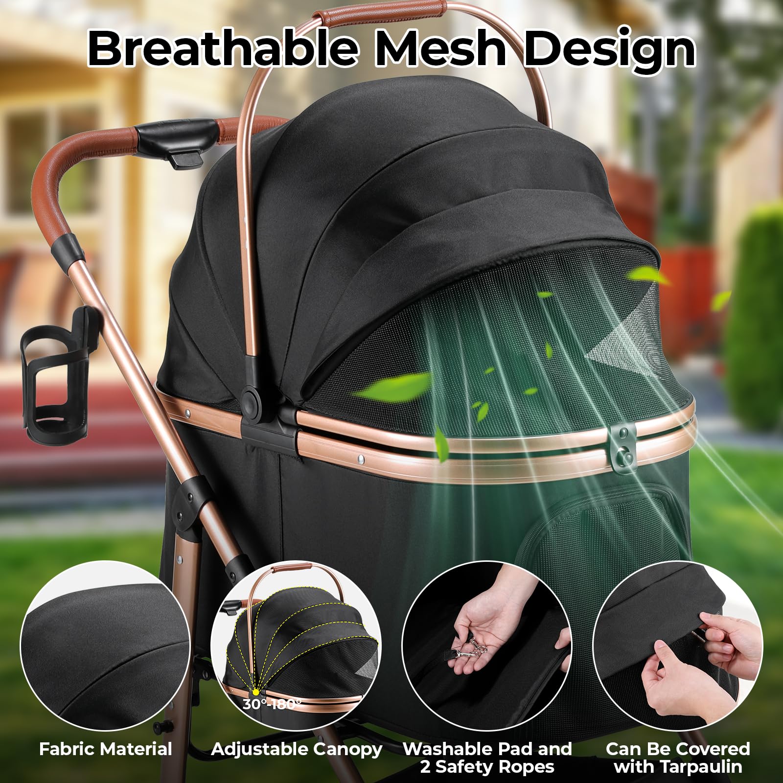 Mamizo Pet Stroller For Medium Dogs And Cats Up To 55Lbs, Premium 3-In-1 Cat And Dog Stroller, With Detachable Carrier And One-C