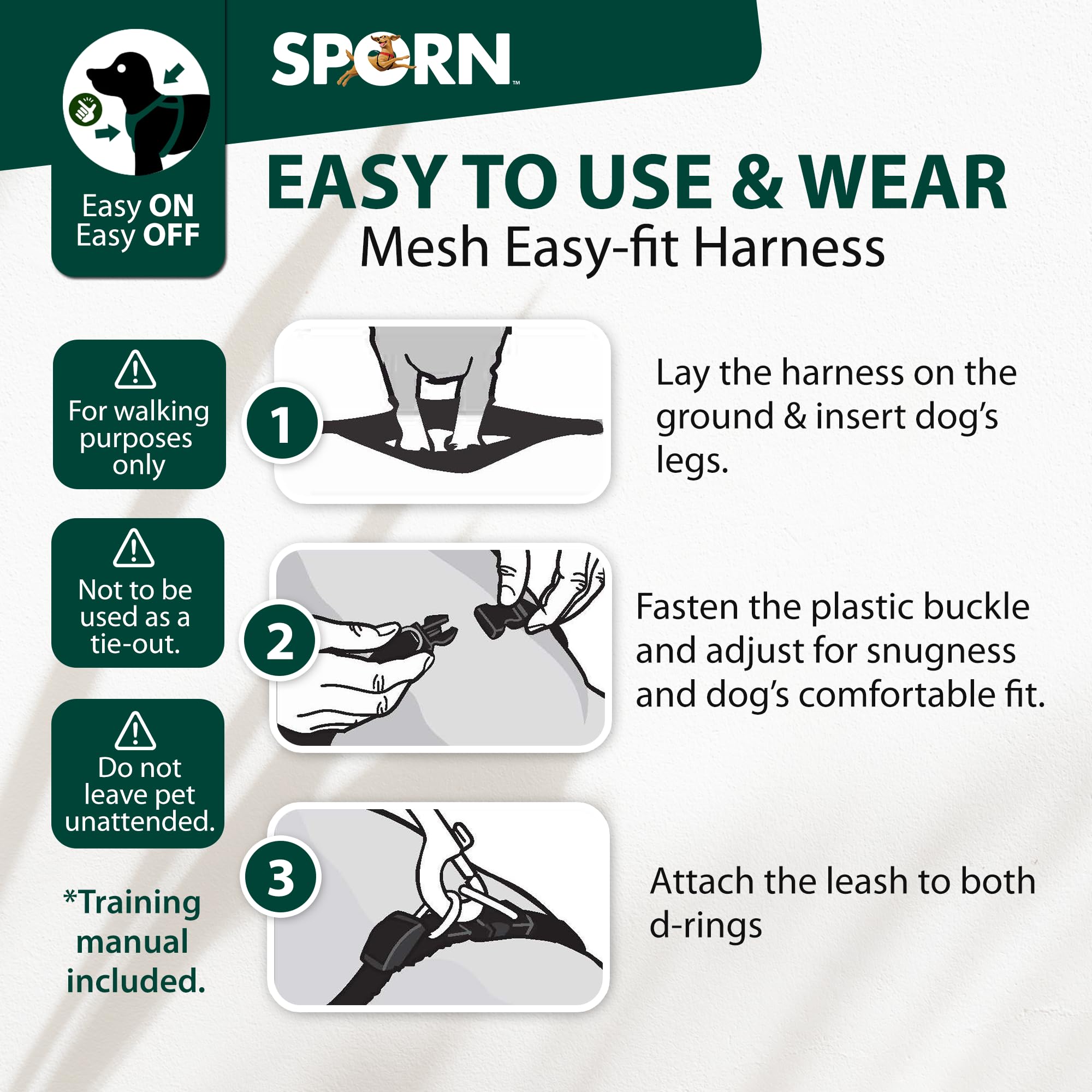 Sporn Easy-Fit Mesh Dog Harness Large Sized Dog, Yellow Soft Fabric Nylon No Choke Dog Harness Large Size Dog, Breathable & Easy Dog Walking Harness, Provides To Extra Large Breeds