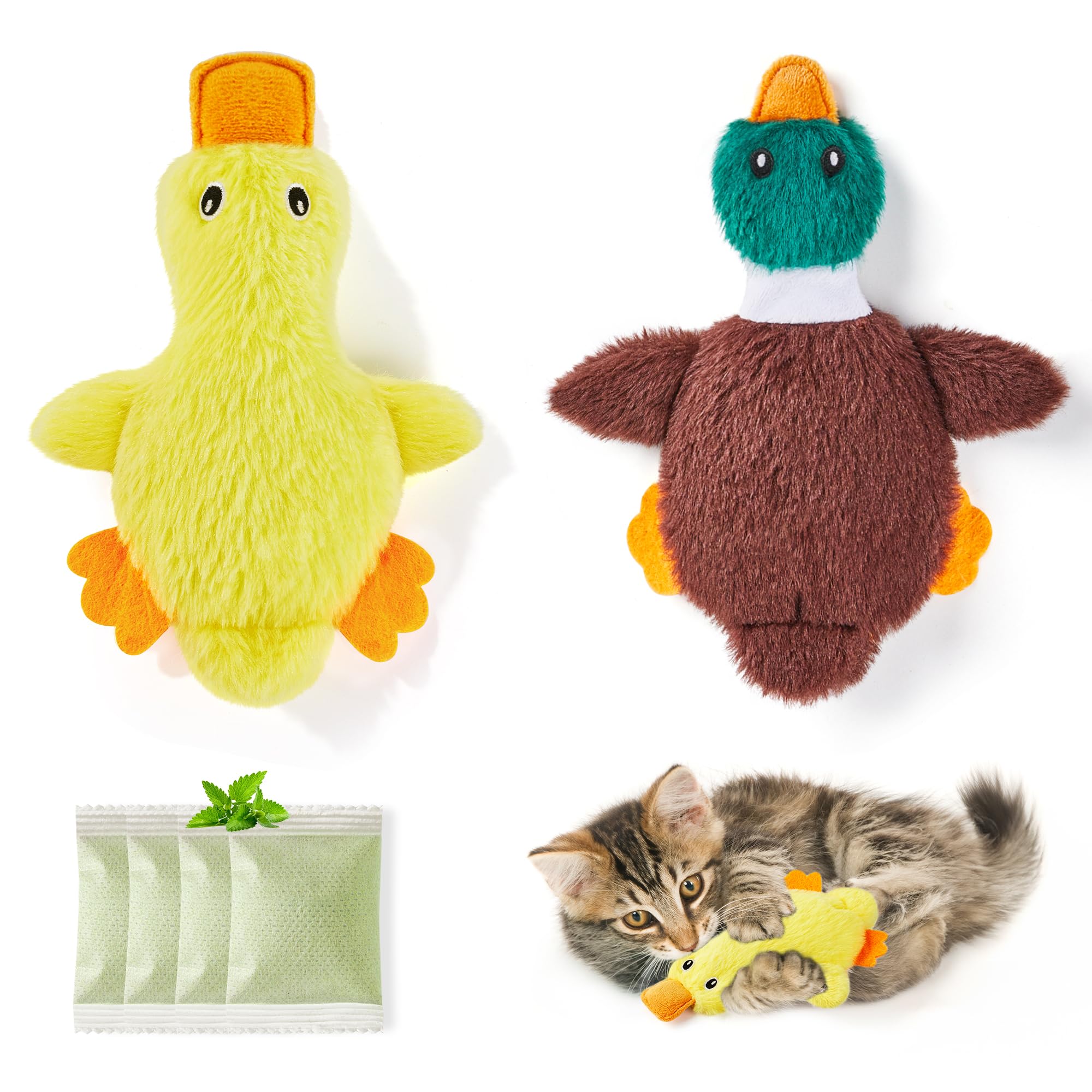 Potaroma Cat Toys Catnip Crinkly Sound 2 Pcs, Mess-Free Stuffless Kitten Toy, Durable Feline Bite Interactive Kicker Toys For Ca