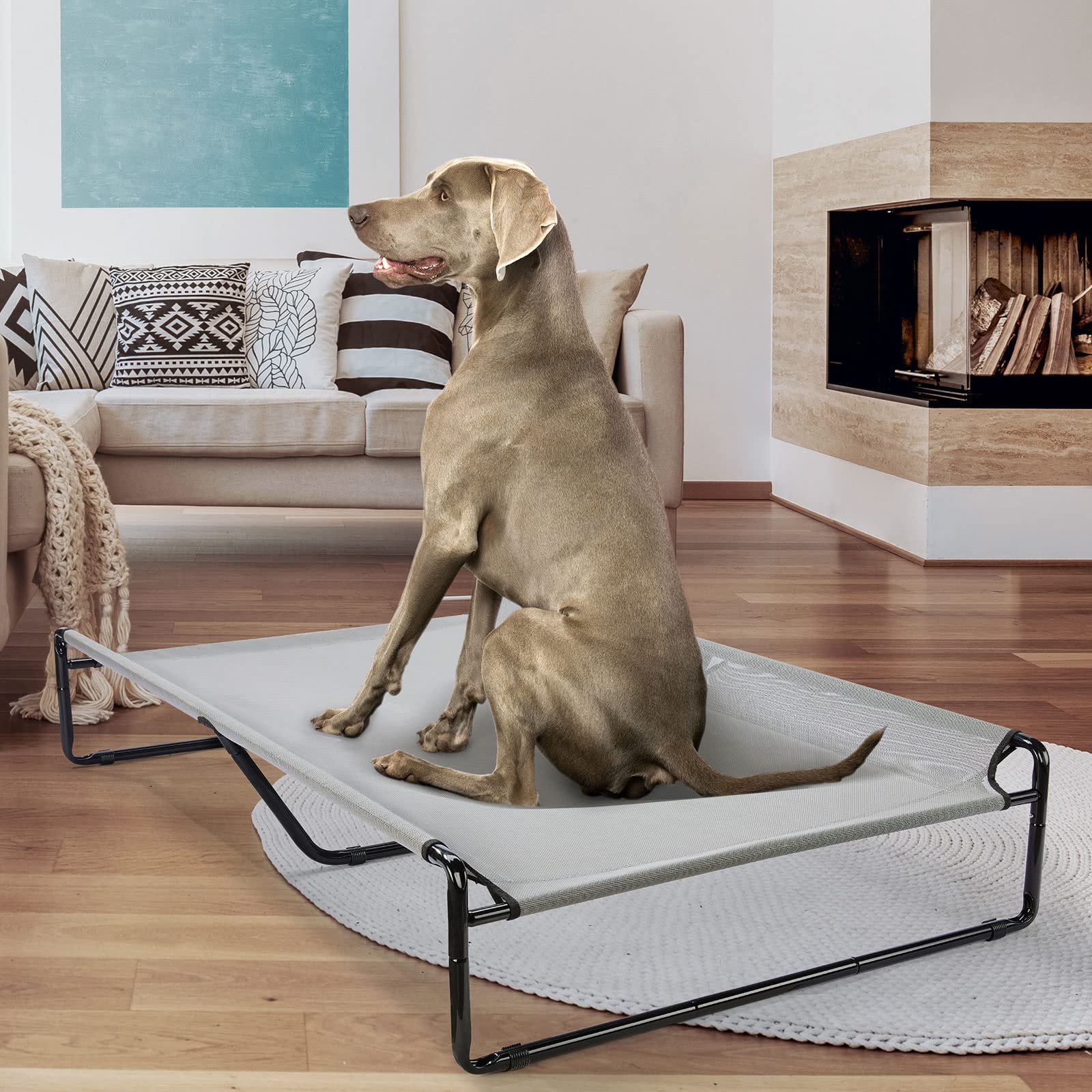 Veehoo Original Cooling Elevated Dog Bed, Outdoor Raised Dog Cots Bed For Large Dogs, Chew Proof Standing Pet Bed With Washable Breathable Mesh, No-Slip Feet For Indoor Outdoor, Xx-Large, Grey