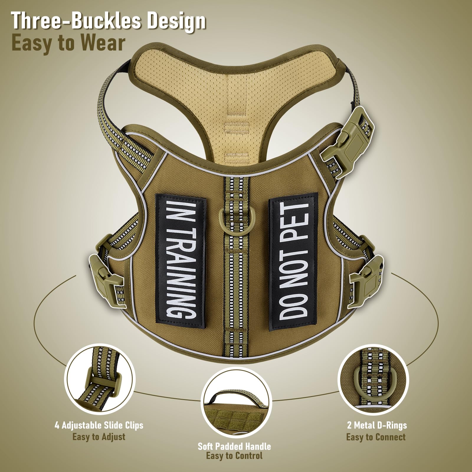 Aunzo No-Pull Adjustable Dog Harness For Small Dogs,Easy Control With Handle, For Havanese Chihuahua Puggle Etc, Inescapable, Ez