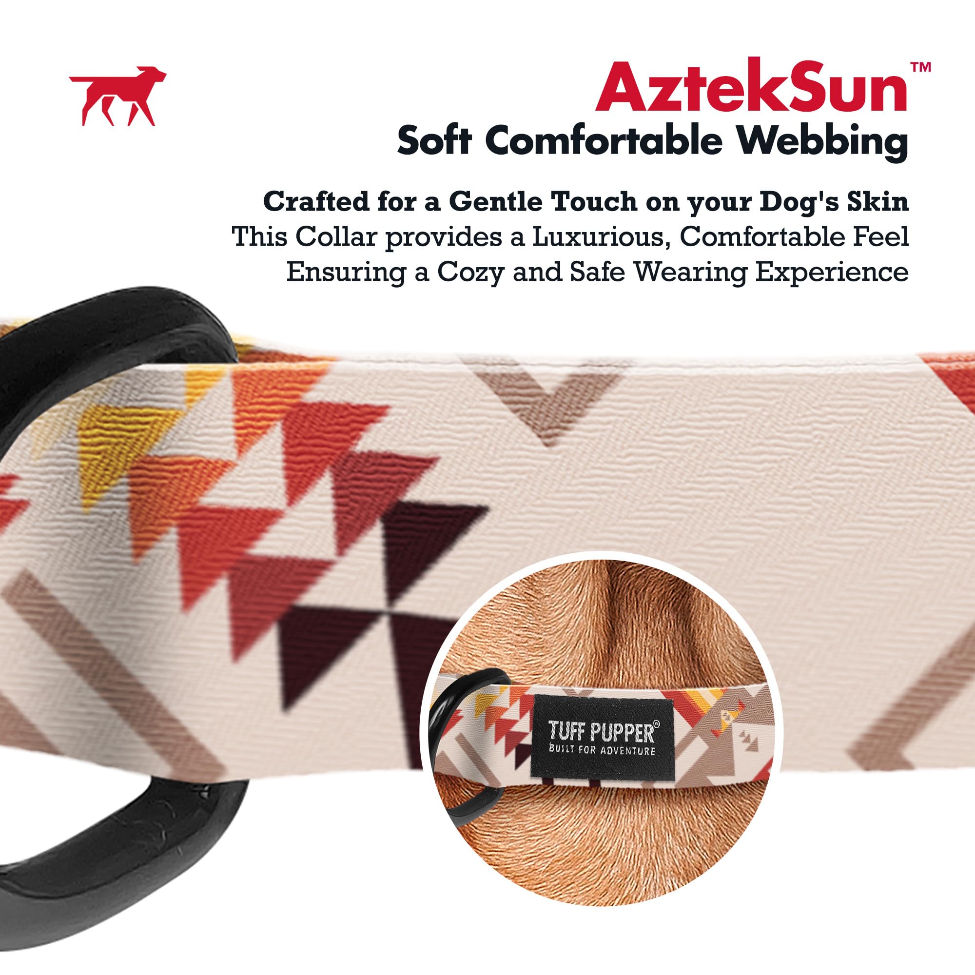 Tuff Pupper Premium Adjustable Dog Collar for Small Dogs, Stylish Pattern Collars Designed in USA, Quick Release Buckle, AztekSu