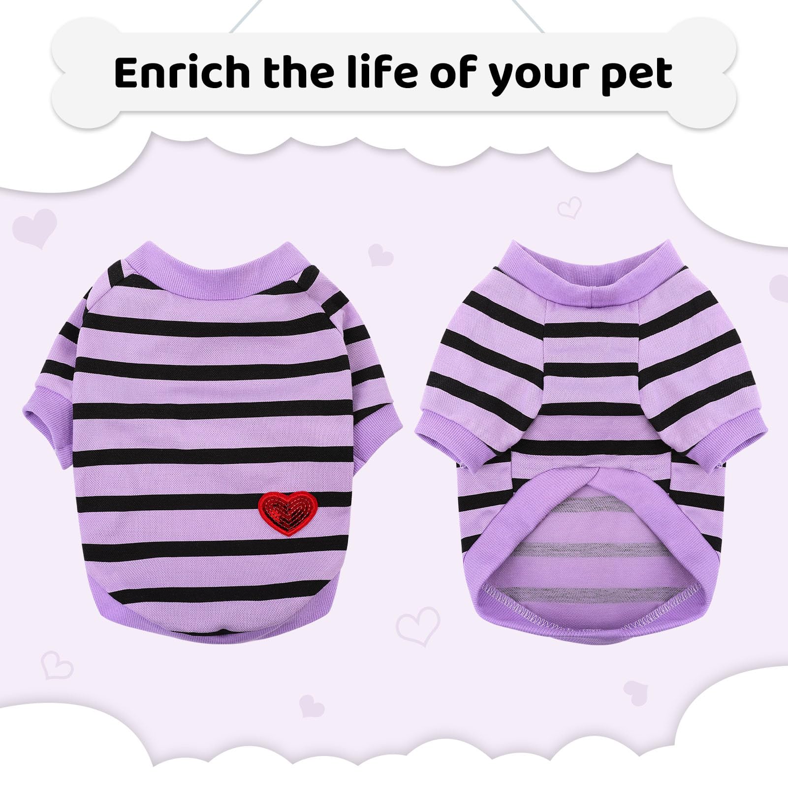 Preferhouse Dog Shirts For Large Dogs, Striped T-Shirts Dog Vest Pet Apparel Tee Shirts Spring Summer Suitable For Small And Med