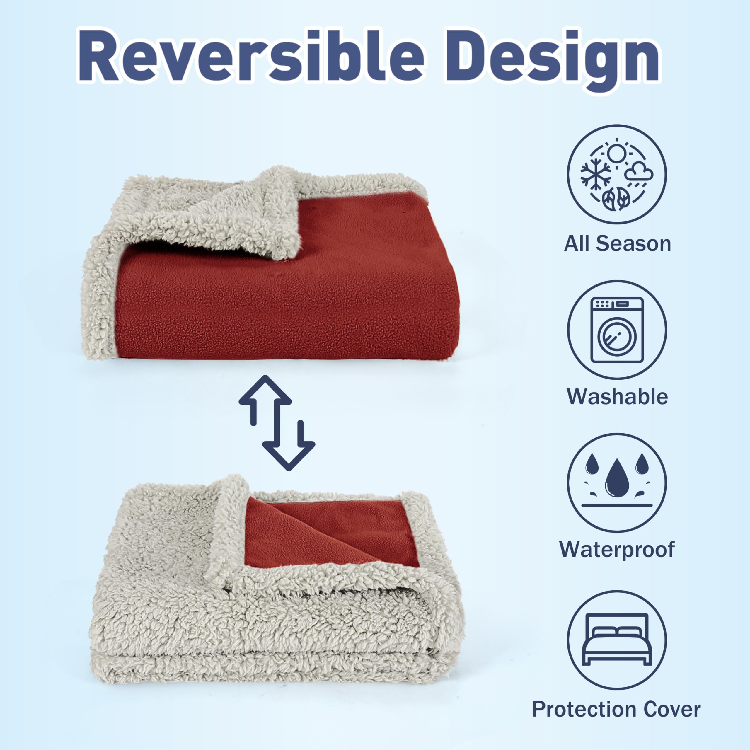 Kritter Planet Waterproof Bed Blanket For Pet, Reversible Sherpa Fleece Protector Couch Cover For Pets, Liquid Proof Furniture P
