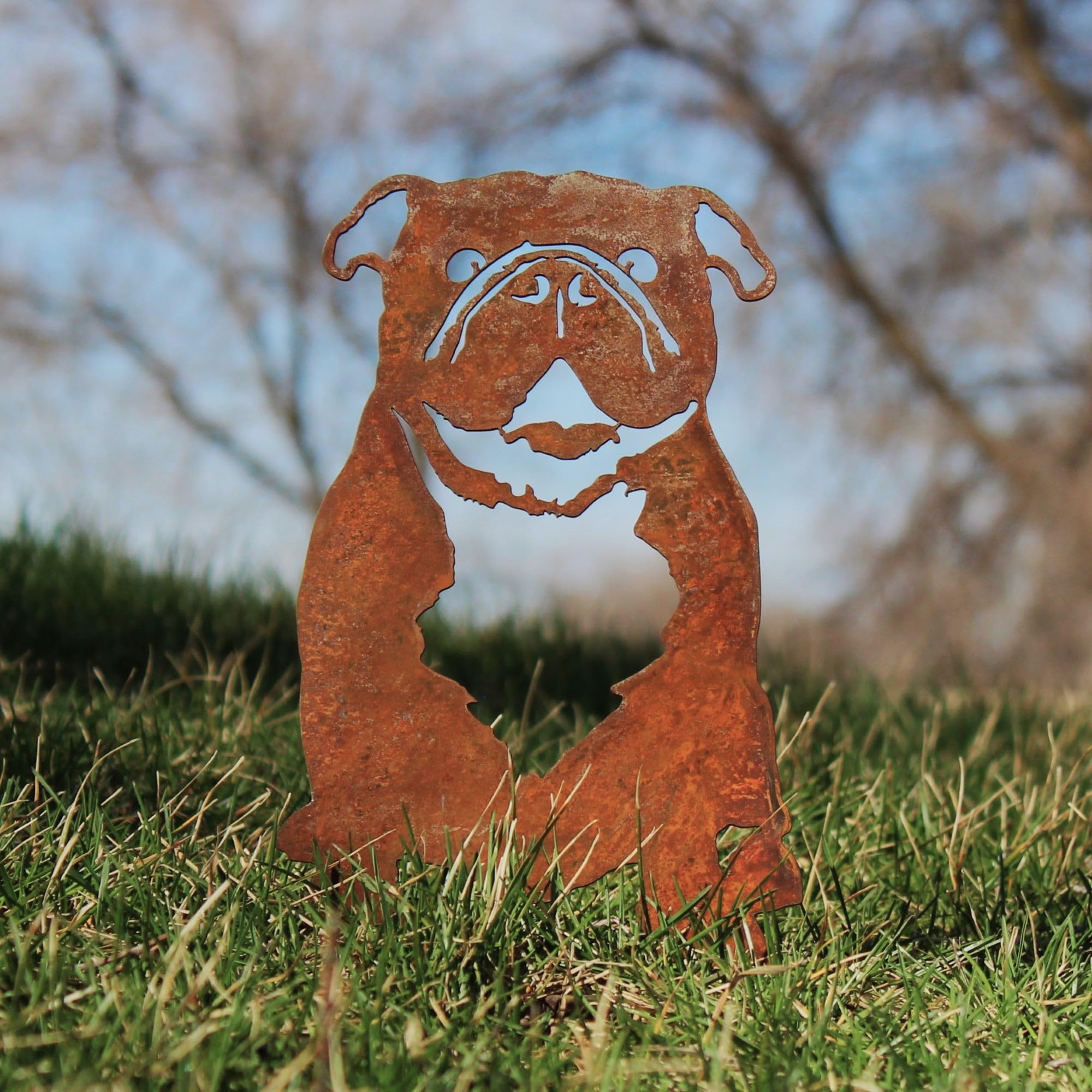 My Metal Rescue Corten Steel English Bulldog Dog Silhouette Yard Stake (Small)
