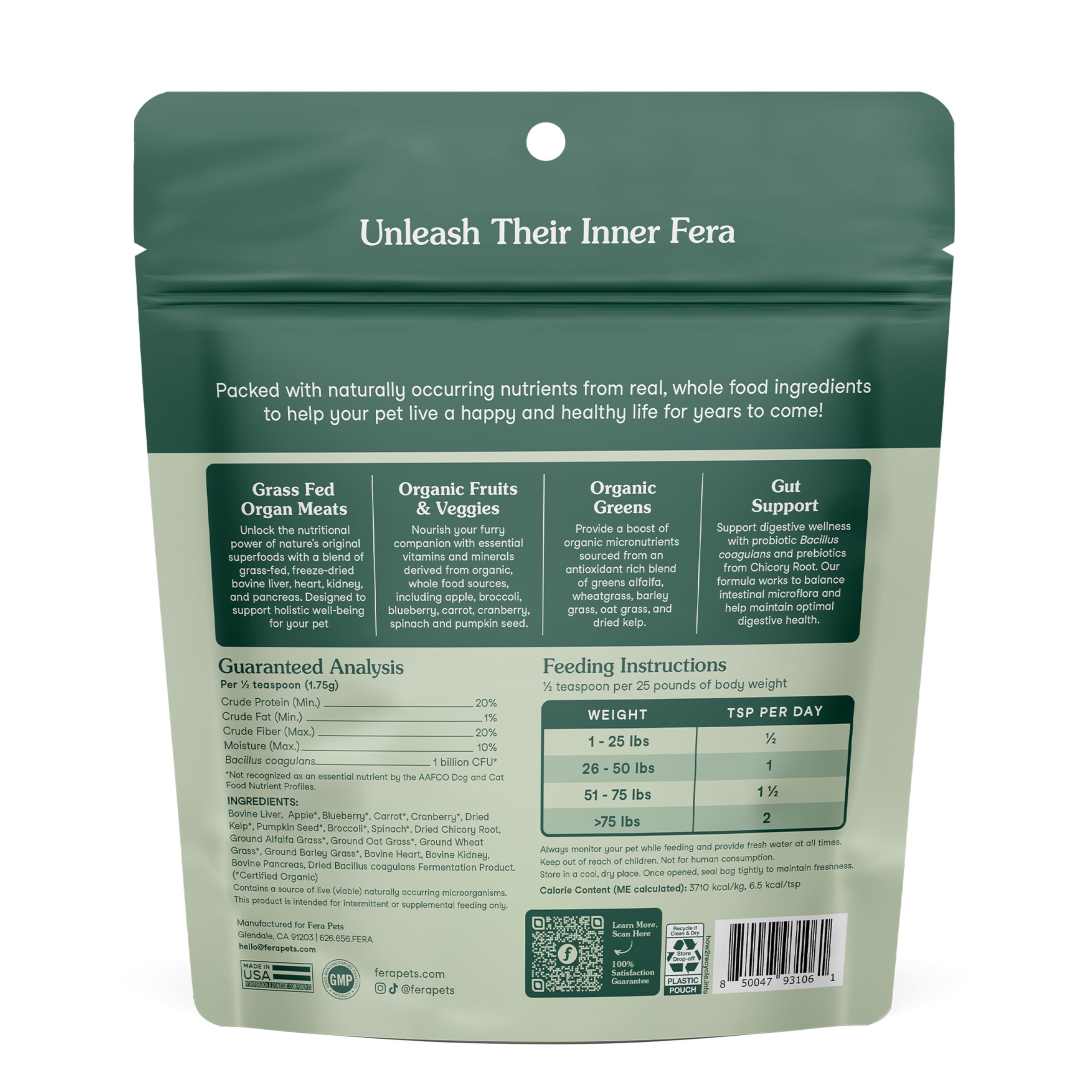 Fera Pet Organics Whole Food Multivitamin Cat and Dog Food Topper - Vet Created Cat & Dog Vitamins Plus Minerals, Micronutrients