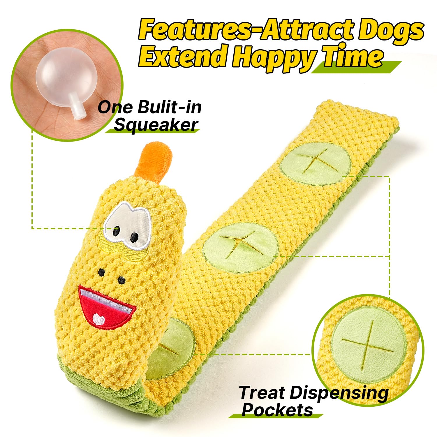 Sedioso Dog Toy Pack for Large Dogs, (3-Pack) Stuffless Dog Toys for Aggressive Chewers, Extra Long Durable Squeaky Dog Toy, Dog