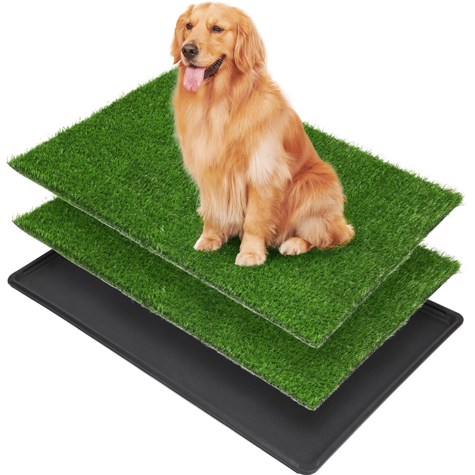 Loobani Dog Grass Pad With Tray Large - Dog Litter Box Indoor Potty For Apartment And Patio Training, With 2 Packs Grass Pee Pad