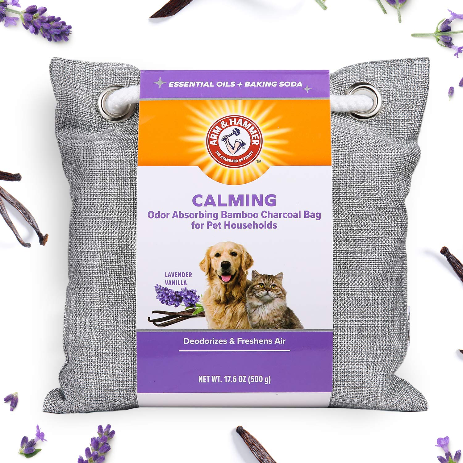 Arm & Hammer For Pets Air Care Calming Bamboo Charcoal Air Purifying Bag In Lavender Vanilla Scent | 17.6 Oz Odor Absorbing Char