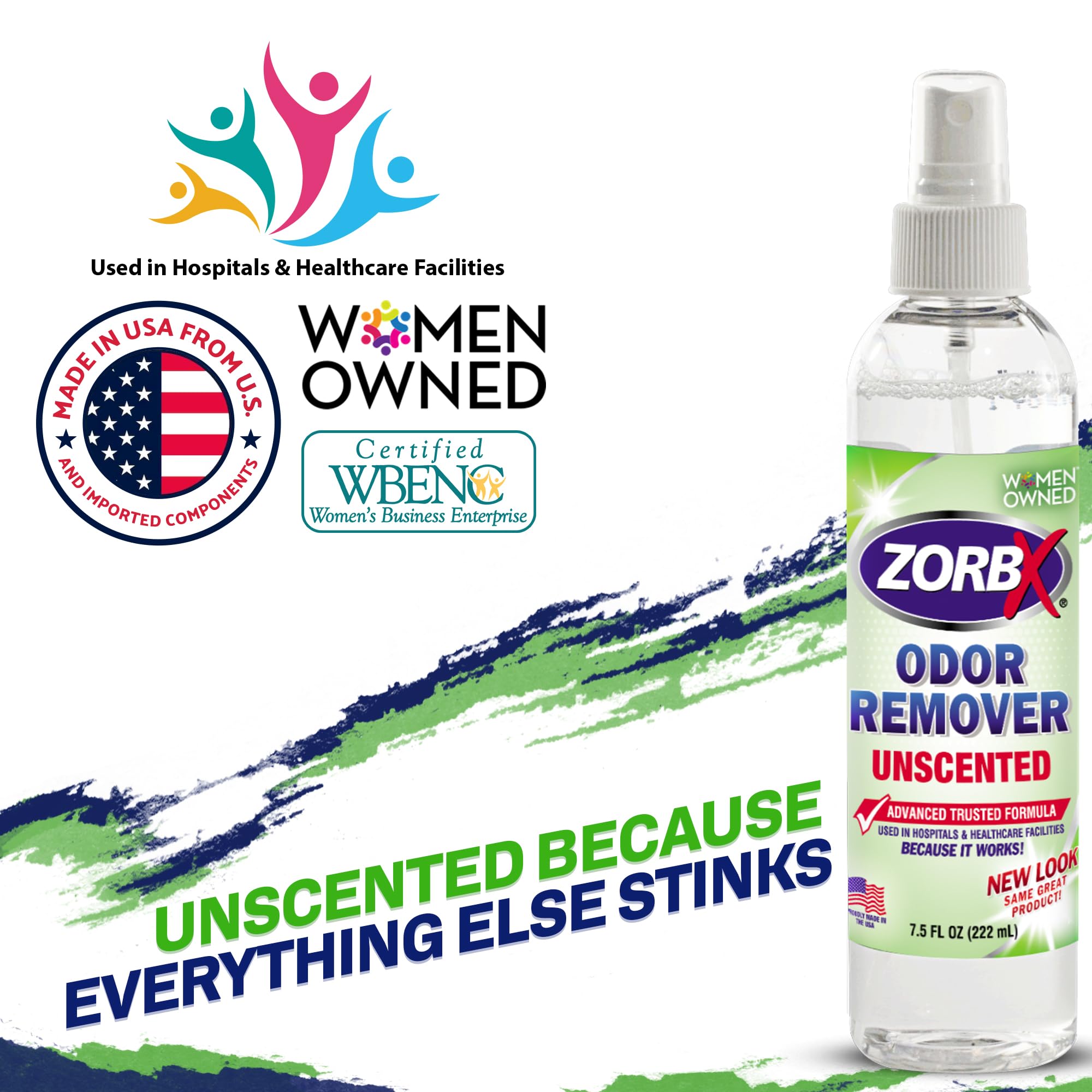 Zorbx Unscented Odor Eliminator For Strong Odor - Used In Hospitals & Healthcare Facilities | Advanced Formula, Fast-Acting Odor Remover Spray For Dog, Cat, House & Carpet - 7.5 Fl Oz (Pack Of 4)