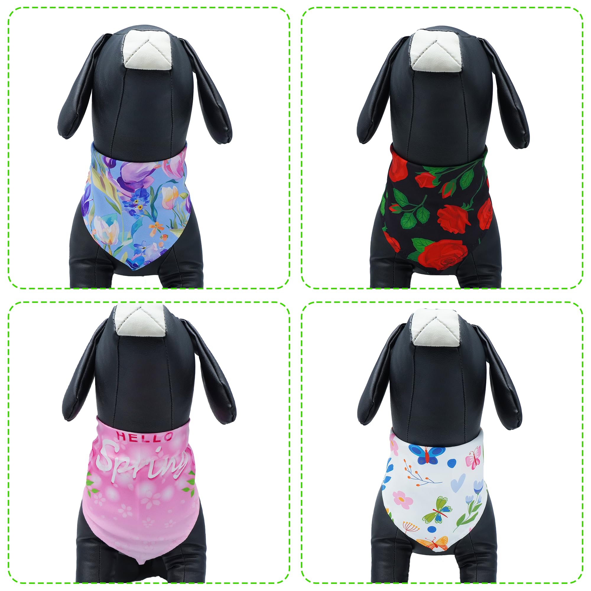Pai Sence 7 Pcs Spring Dog Bandanas For Small Medium Dogs Breed 25 Inch Summer Flowers Dog Bandana Adjustable Large Polyester Sc