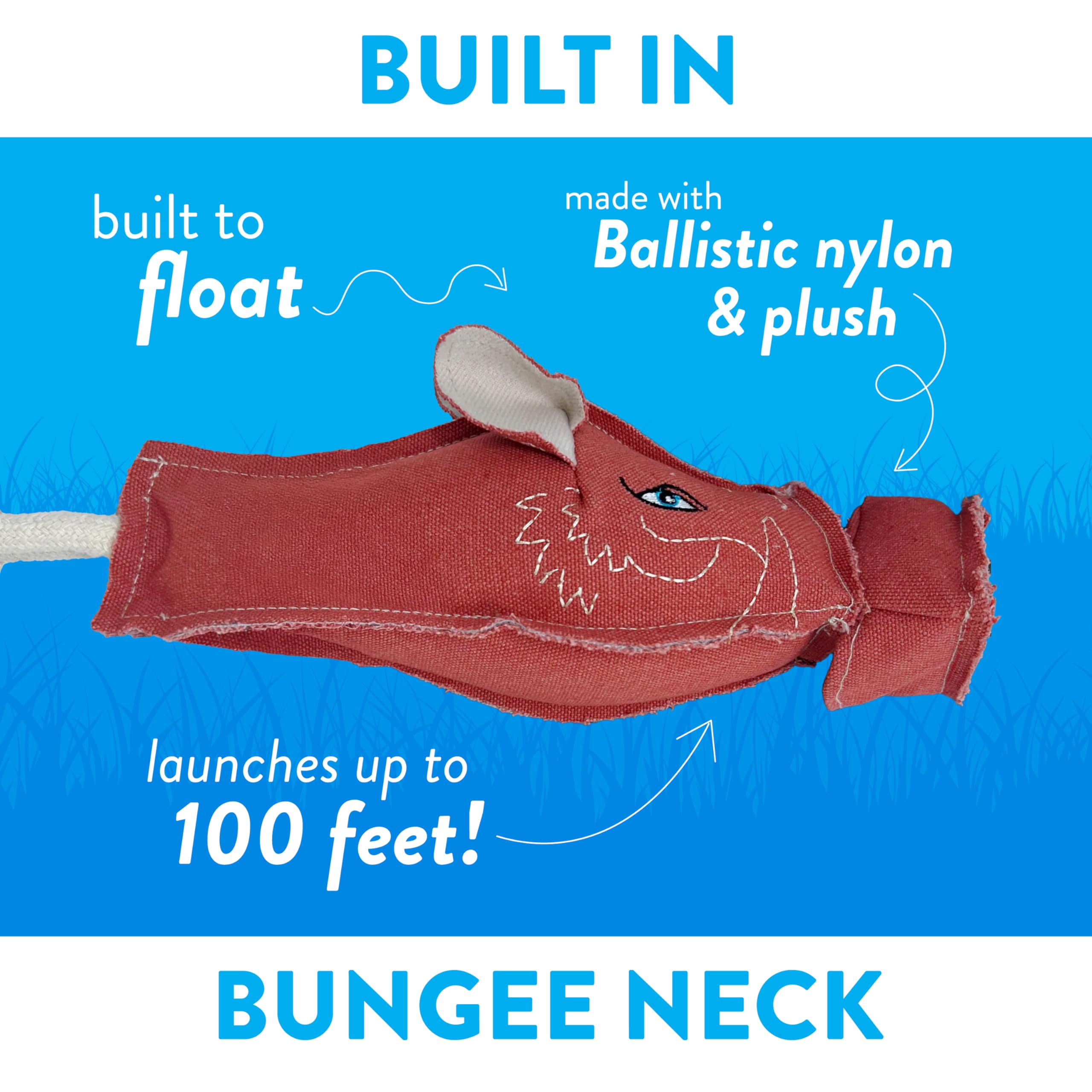 Spunky Pup Fly & Fetch Dog Toy - Durable, Floating, Interactive Bungee Launcher For Fetch And Water Play, Canvas Wharthog
