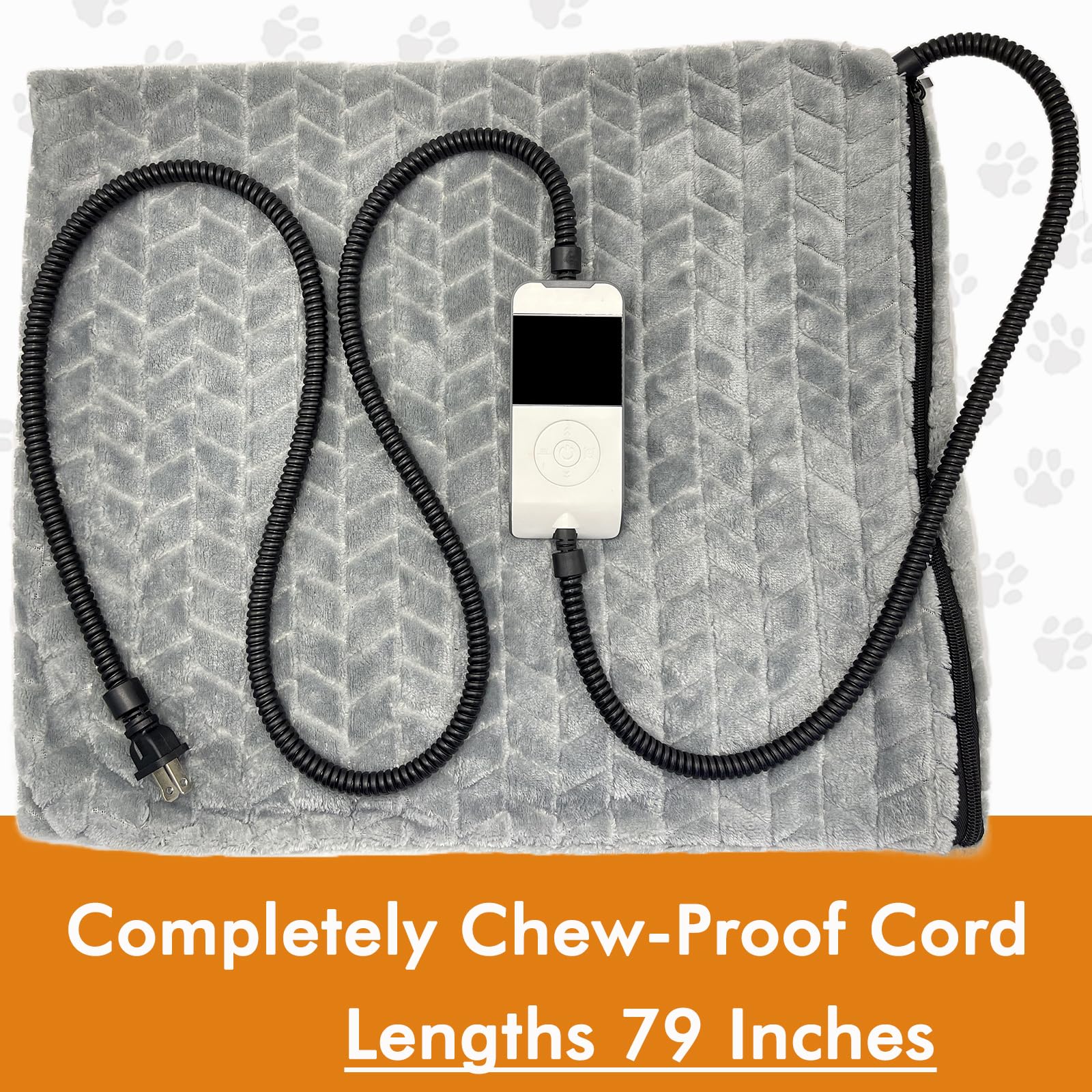 BiirBlue Dog Heating Bed, Chew-Proof Cord, Waterproof, Adjustable Temp, Perfect for Puppies & Kittens, Electric Heating for Preg