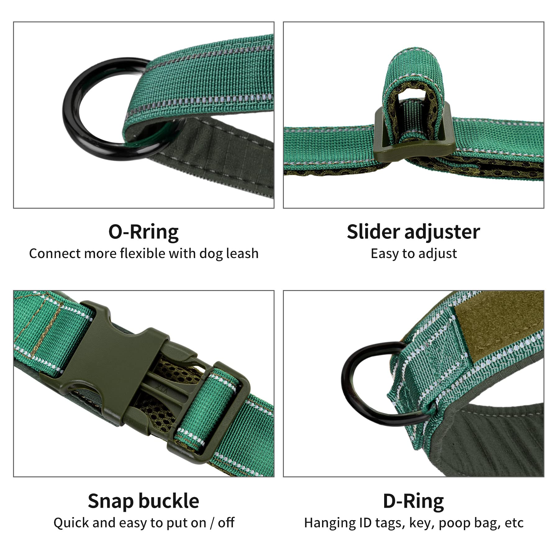 Annchwool No Pull Dog Harness with Soft Padded Handle,Reflective Strip Escape Proof and Quick Fit to Adjust Harness,Easy for Tra