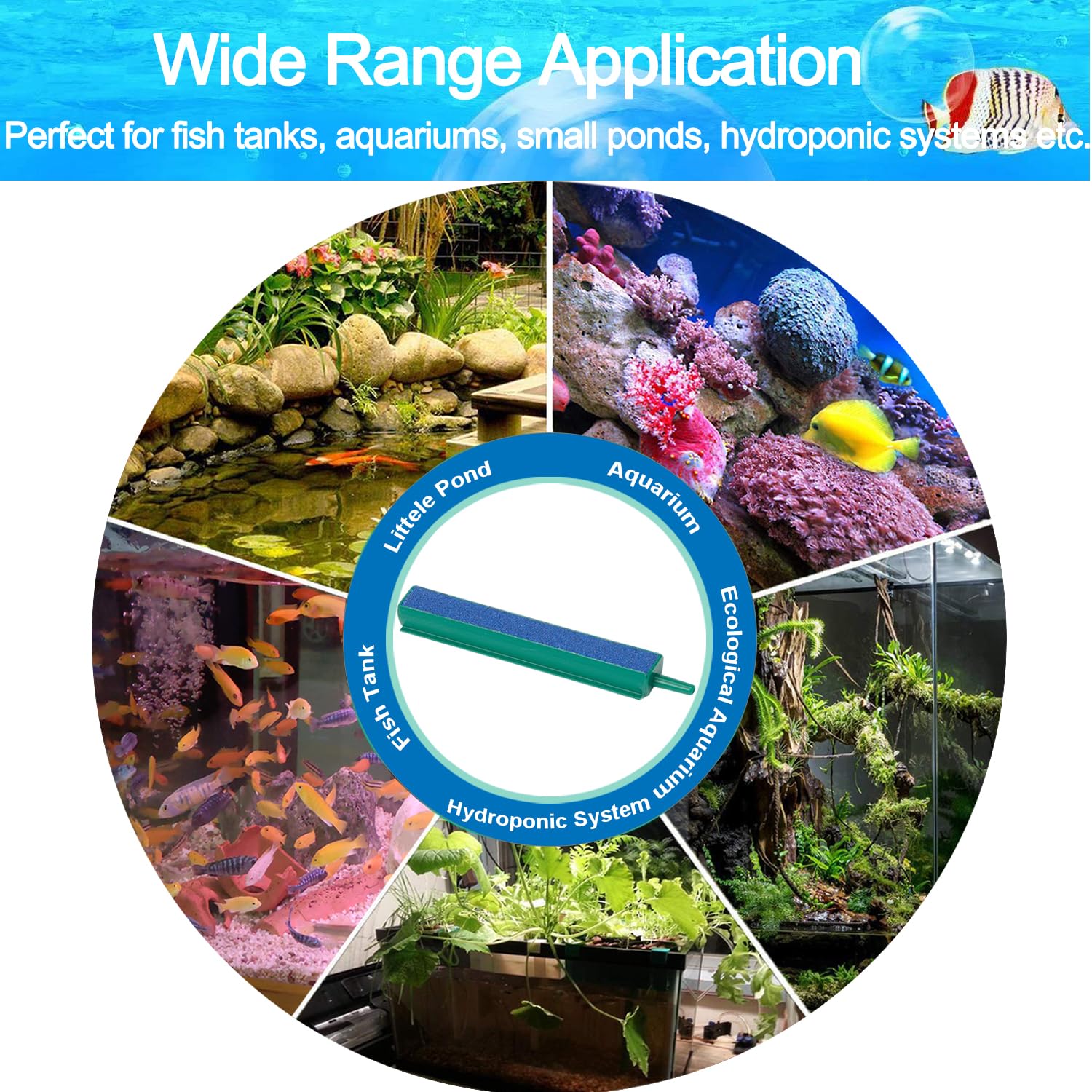 Dekago 🔥 4 Inch Aquarium Air Stone Bar - 5 Pcs Bubble Release Mineral Airstones For Pumps For Your Fish Tank Oxygenation Needs