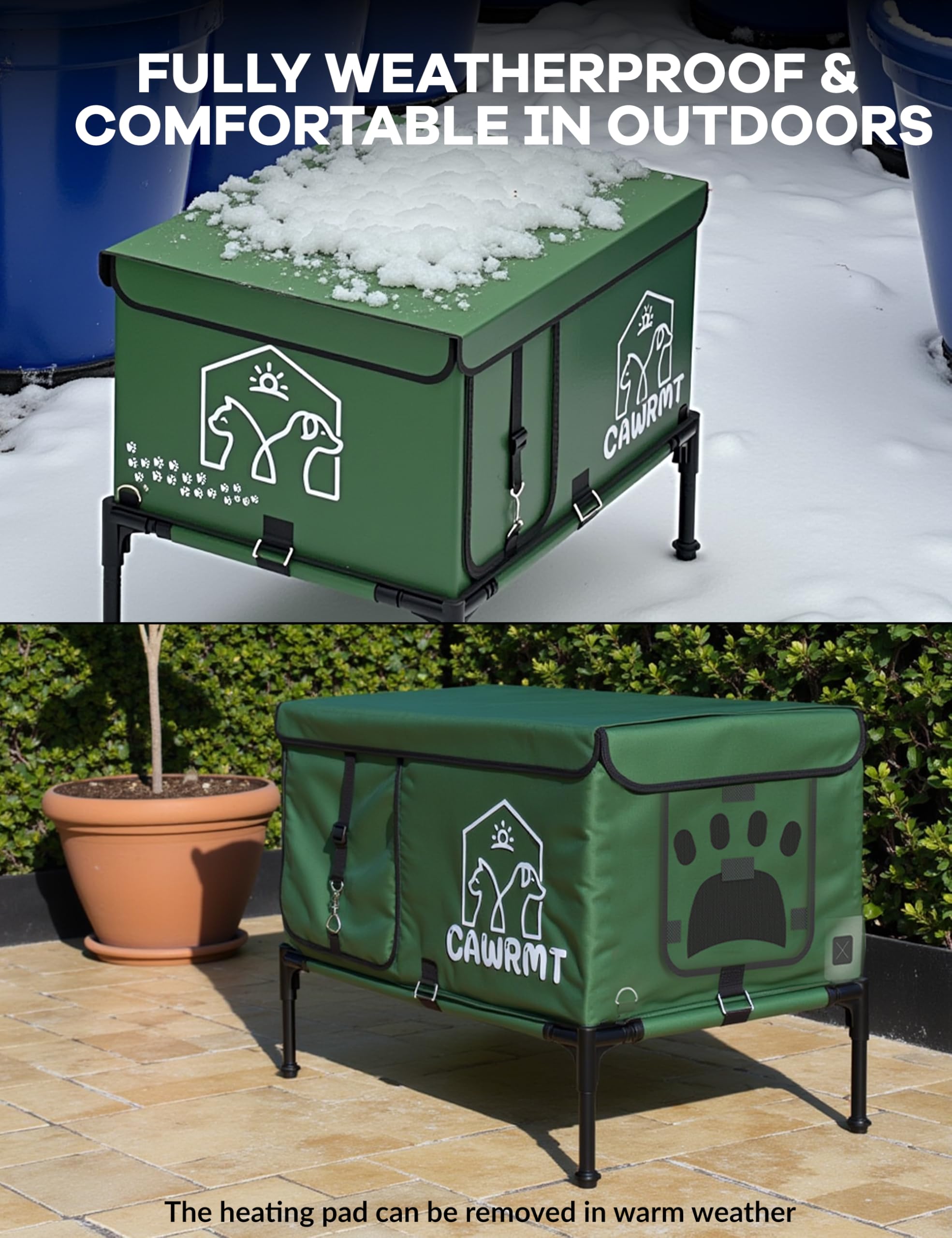 Liladayd Outdoor Heated Cat House, Detachable Feral Cats House With Open Window, Weatherproof In Winter, Cat Shelter With Pet He