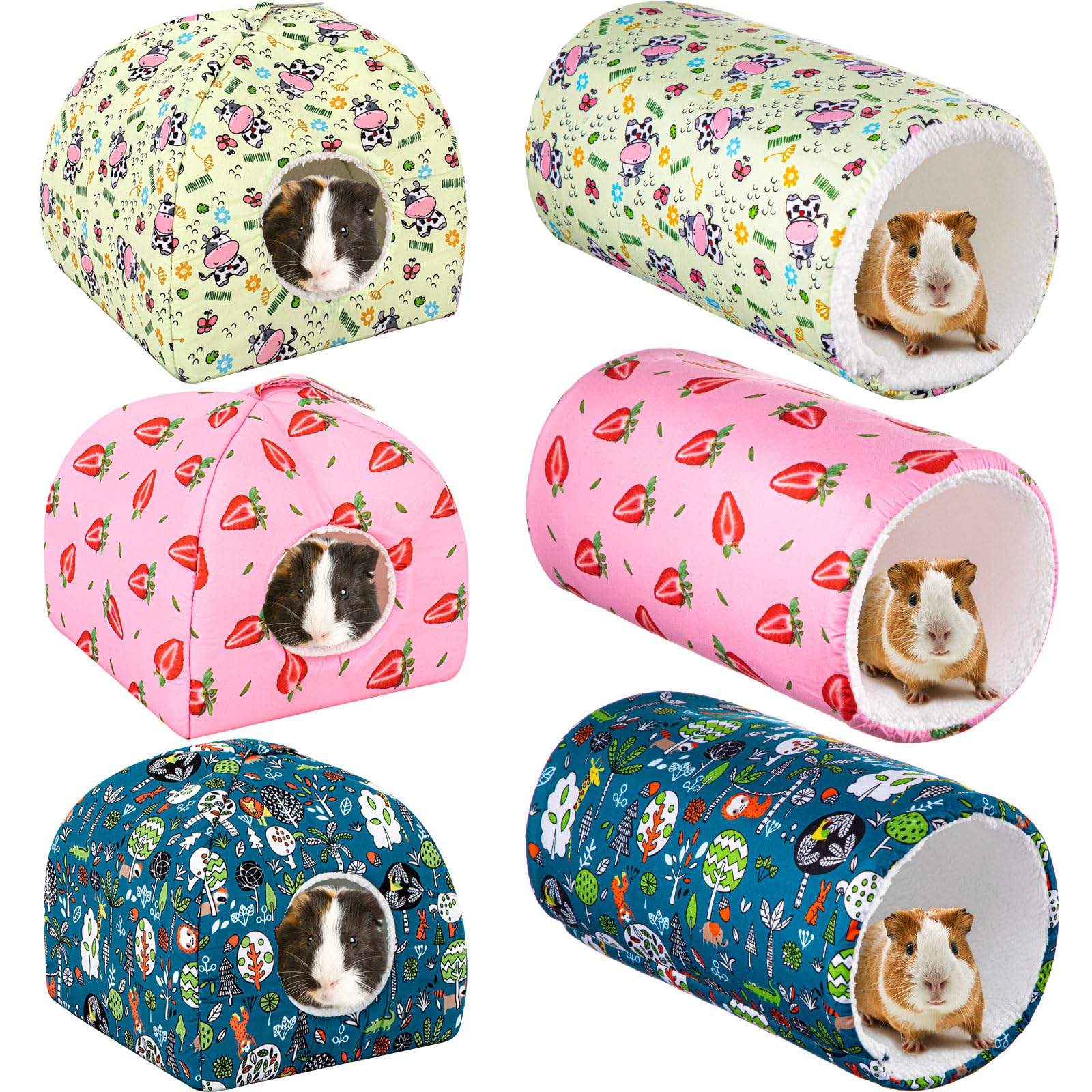 Croblissful 6 Pieces Guinea Pig Hideout Set Soft Bunny Bed And Tunnel Washable Sugar Glider Toy Chinchilla House Bed Accessories
